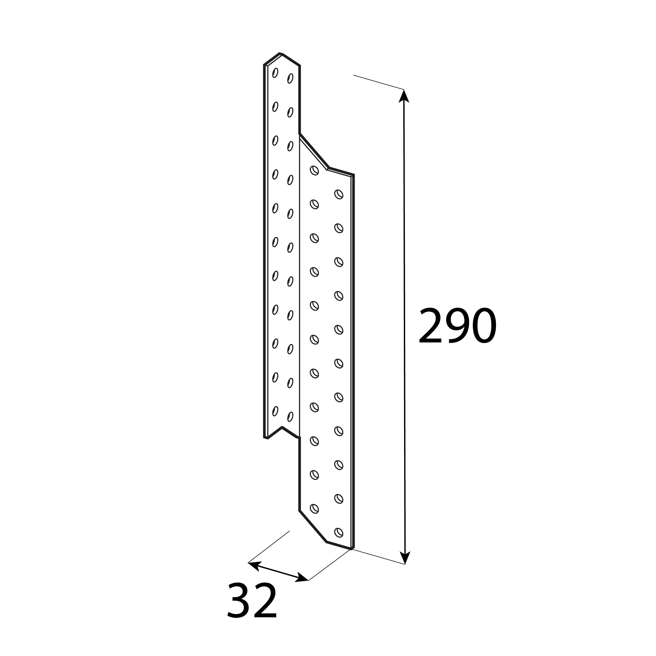 Łącznik krokwiowy prawy - LK 8 | 290x32 mm | 2 mm Łącznik krokwiowy prawy - LK 8 | 290x32 mm | 2 mm