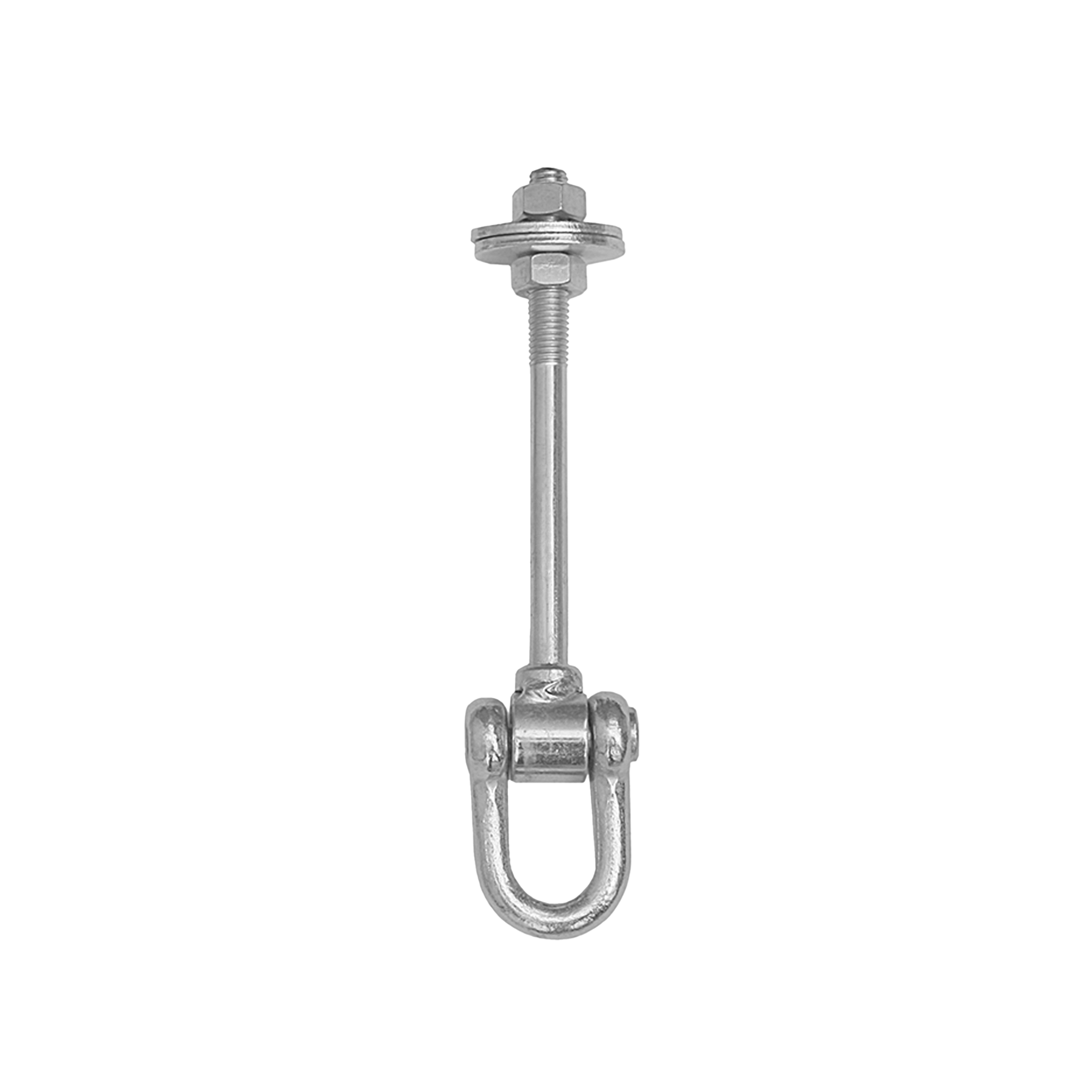 Schaukelhaken mit Lasche Typ C - MHC | 120 mm | M12 Schaukelhaken mit SchÀkel, Schlinge, Typ C MHC, 120 mm, M12, Silber, Kohlenstoffstahl.
