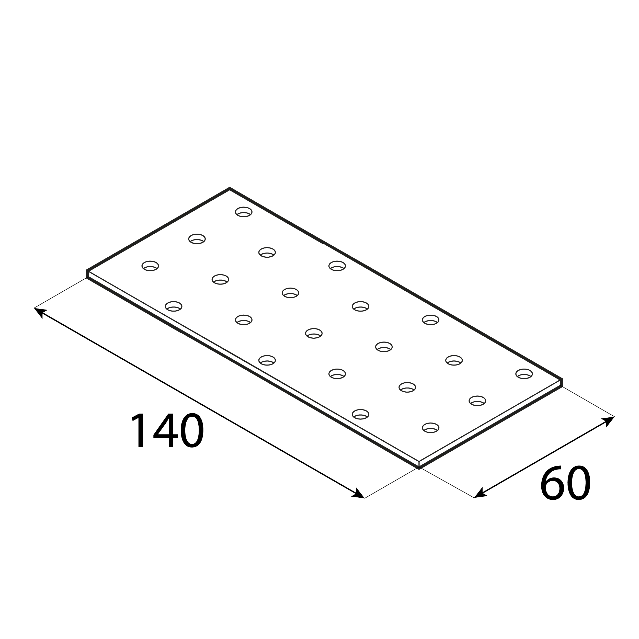 Lochplatte Lochplattenstreifen Flachverbinder Holzverbinder feuerverzinkt - PP 5 | 140x60 mm | 2 mm Perforierte Flachplatte PP 5, 140x60 mm, 2 mm, 60x140x2,0 mm, DX51D-Baustahl, silber, Schuss 2.