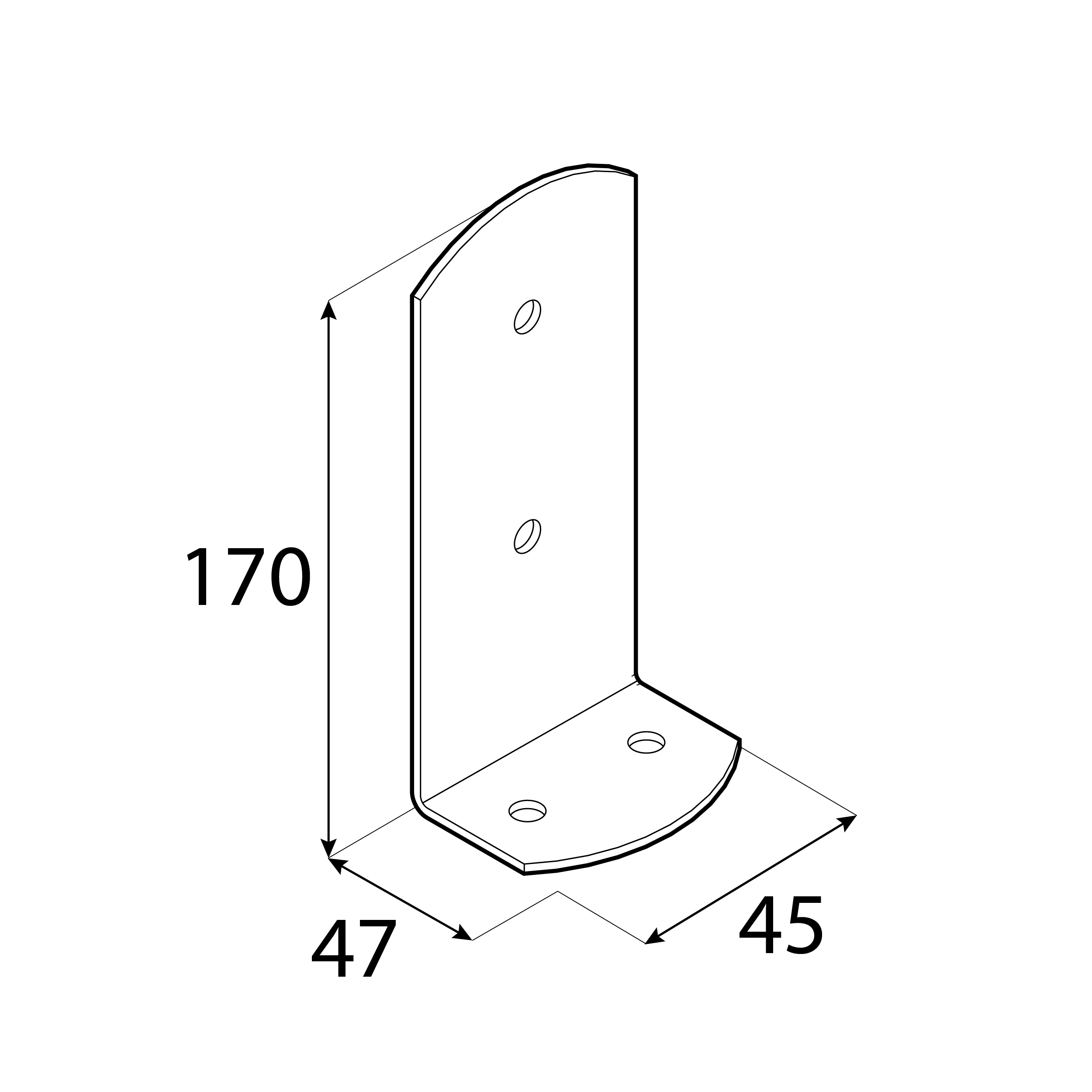 Pfostenträger zum aufdübeln leicht L-Form - PSC | 45x170 mm | feuerverzinkt Mastfuß, Leichtbeton-Schraubanker, Typ L PSC, 45x170 mm, silber, 45x170x2,0 mm 2.