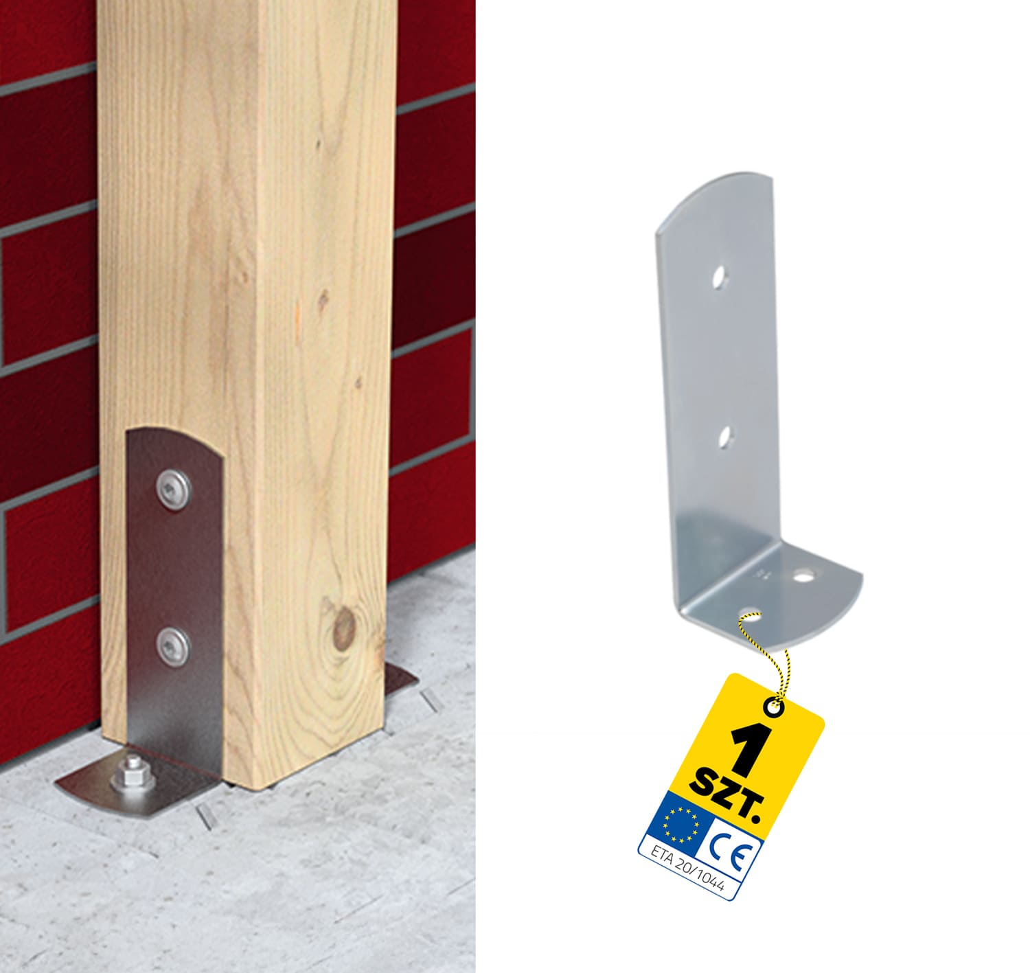 Podstawa słupa kotwa przykręcana do betonu lekka typ L  - PSC | 75x200 mm | Srebrny