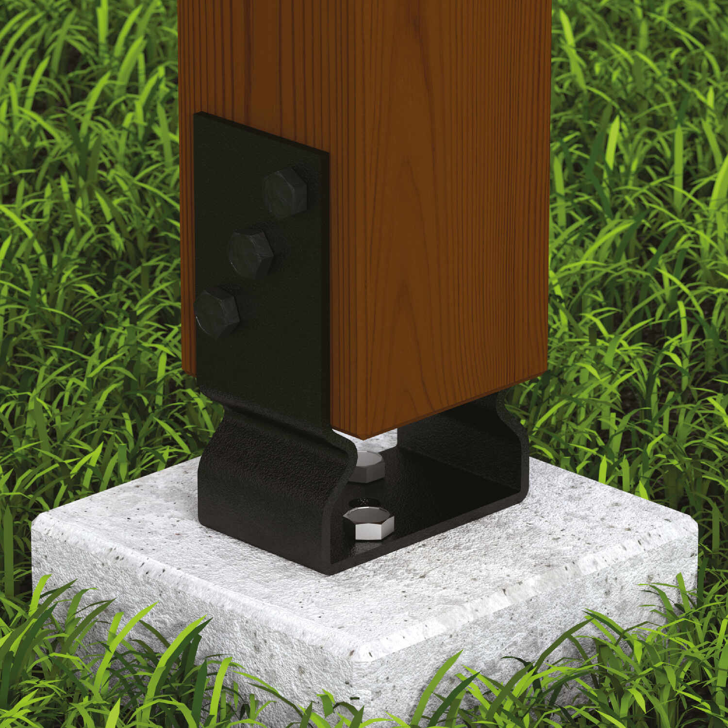 Podstawa słupa kotwa przykręcana do betonu typ U z odsadzeniem - PSOZ | 70 mm | Czarny