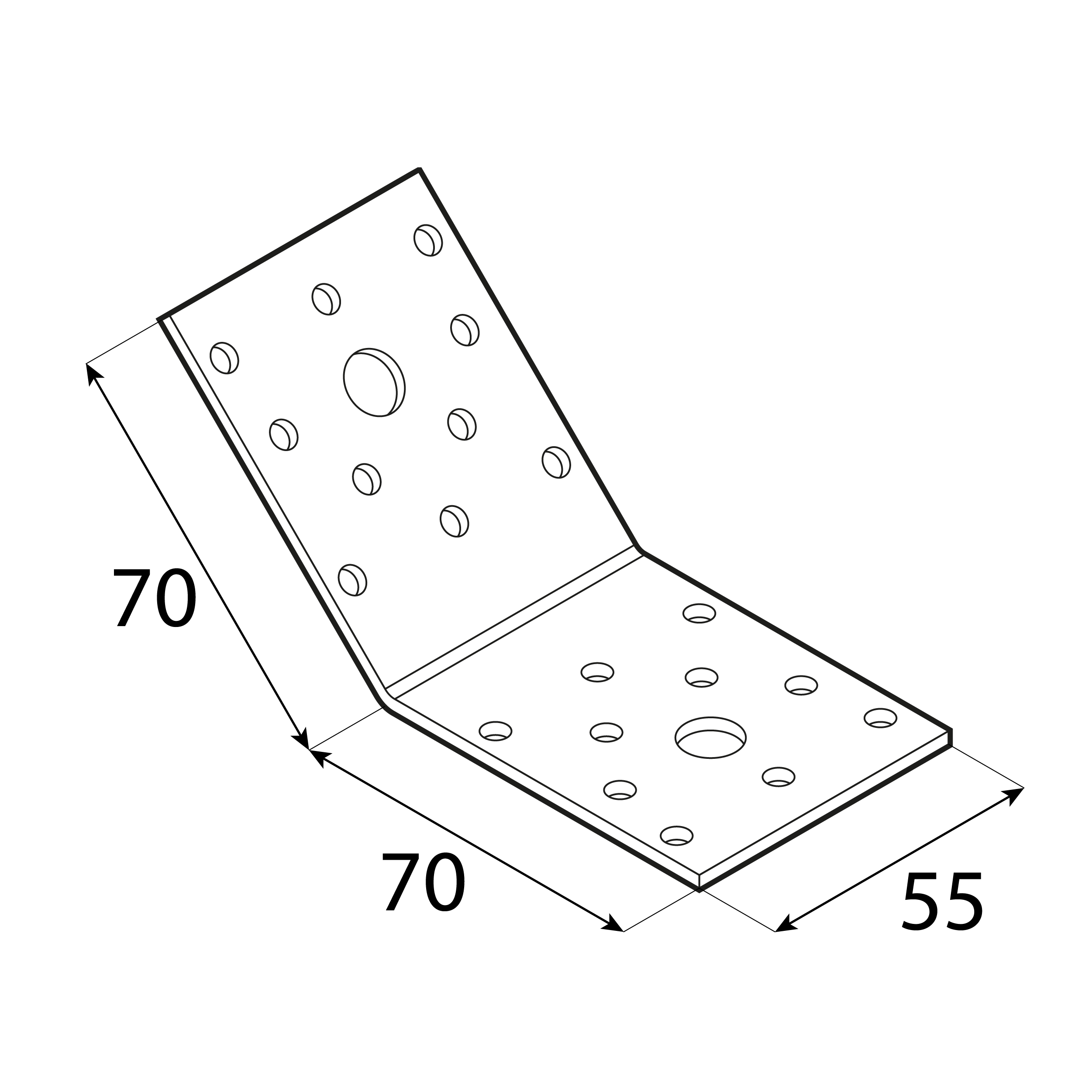 Winkelverbinder 135° gleichschenklig Schräganschluss Holzverbinder feuerverzinkt - KLR 2 | 70x70x55 mm | 2,5 mm Zimmermannswinkel 135⁰ gleichschenklig KLR 2, 70x70x55 mm, 2,5 mm, 70x70x55x2,5 mm, silber, DX51D Baustahl, Schuss 2.