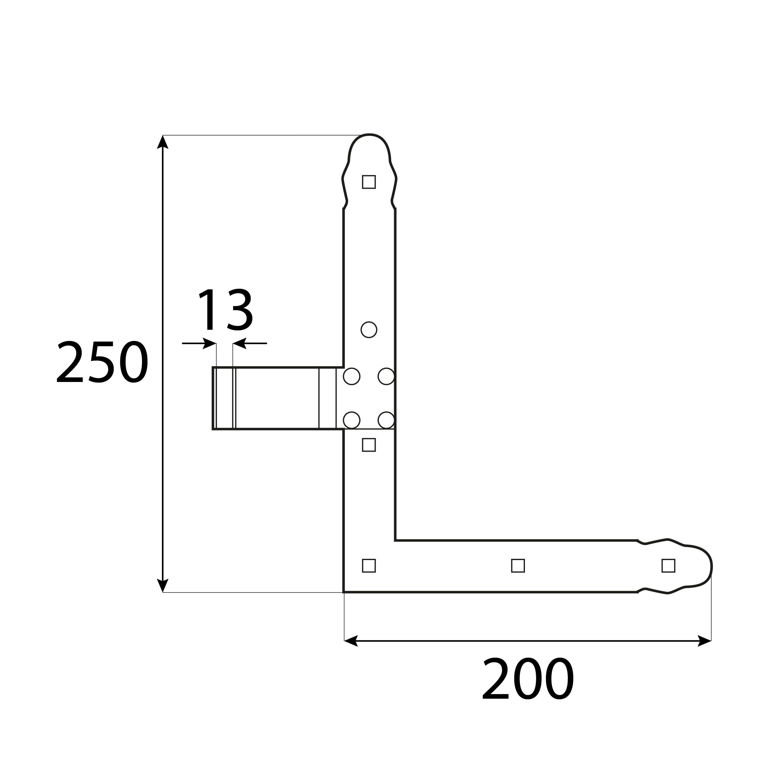 2er-Set Winkelband für Fensterläden - ZN | verzinkt | 200x250 mm | fi 13 mm Set mit 2x Winkelscharnier für Fensterläden ZN 250/13 L+P, 200 mm, Gold, 13 mm 13.