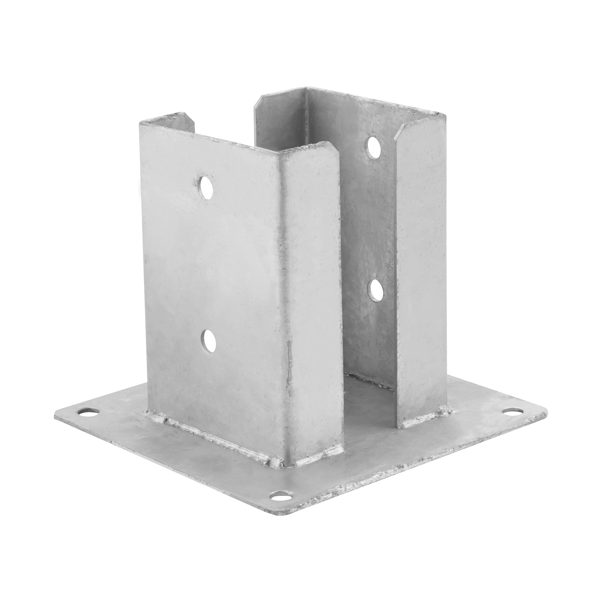 Podstawa słupa kotwa przykręcana podwójna z podstawą prostokątną - PSPD | 90 mm | Srebrny