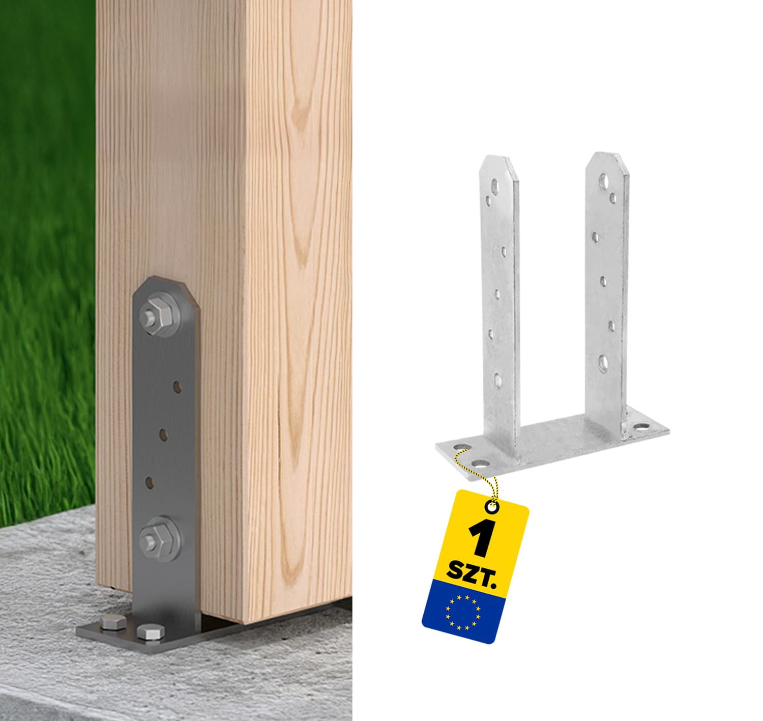 Pfostenträger zum aufdübeln U-Form Pfostenanker Typ TT - PST | 80 x 200 mm | feuerverzinkt Säulenfuß, Betonwandanker, Typ U PST, 80x200 mm.