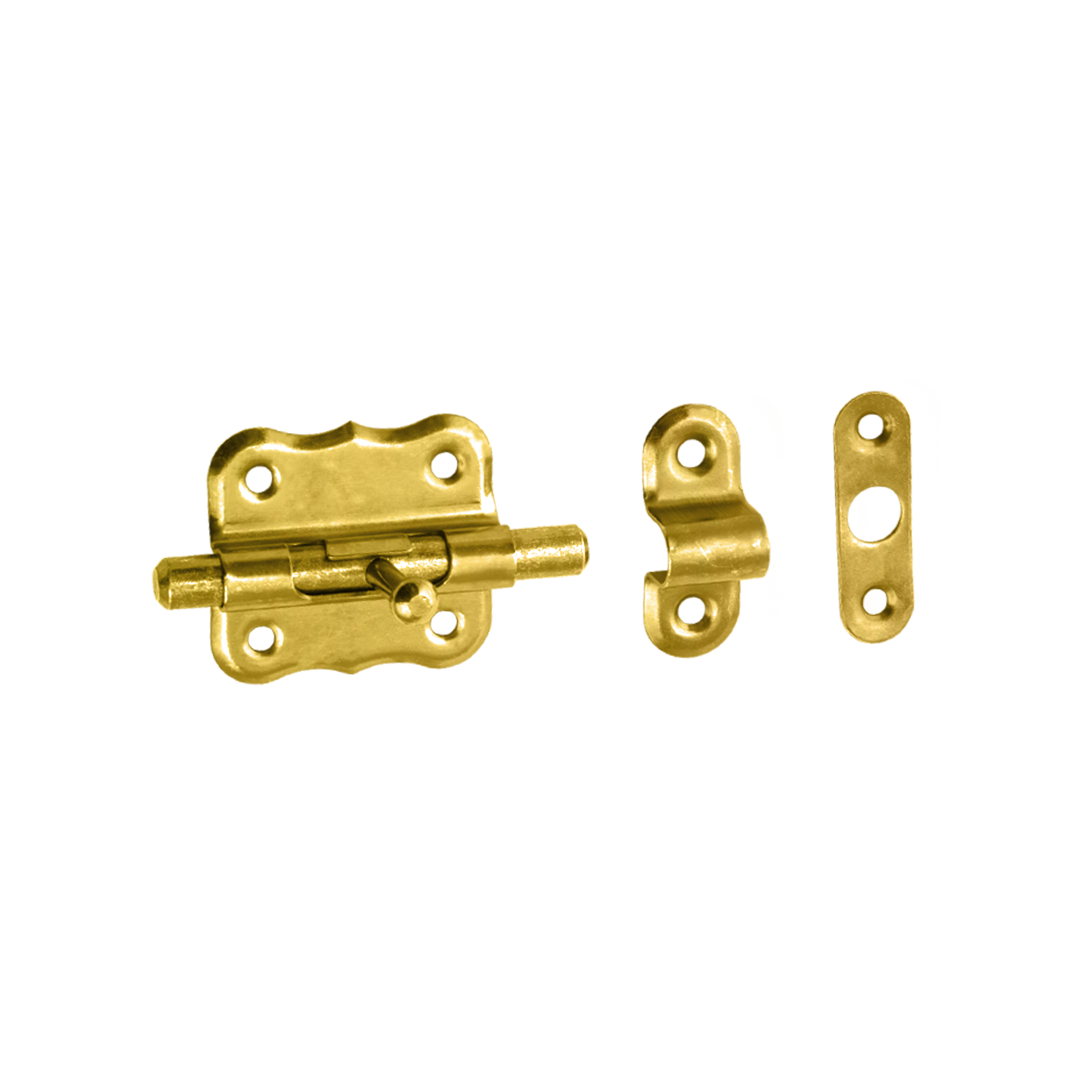 Schlossriegel mit rundem Riegel für Gartentore - WRO | verzinkt | 50 mm Riegelverschluss mit Rundriegel für WRO-Tore, Gold, 50 mm, 50x50 mm, Baustahl DC01.