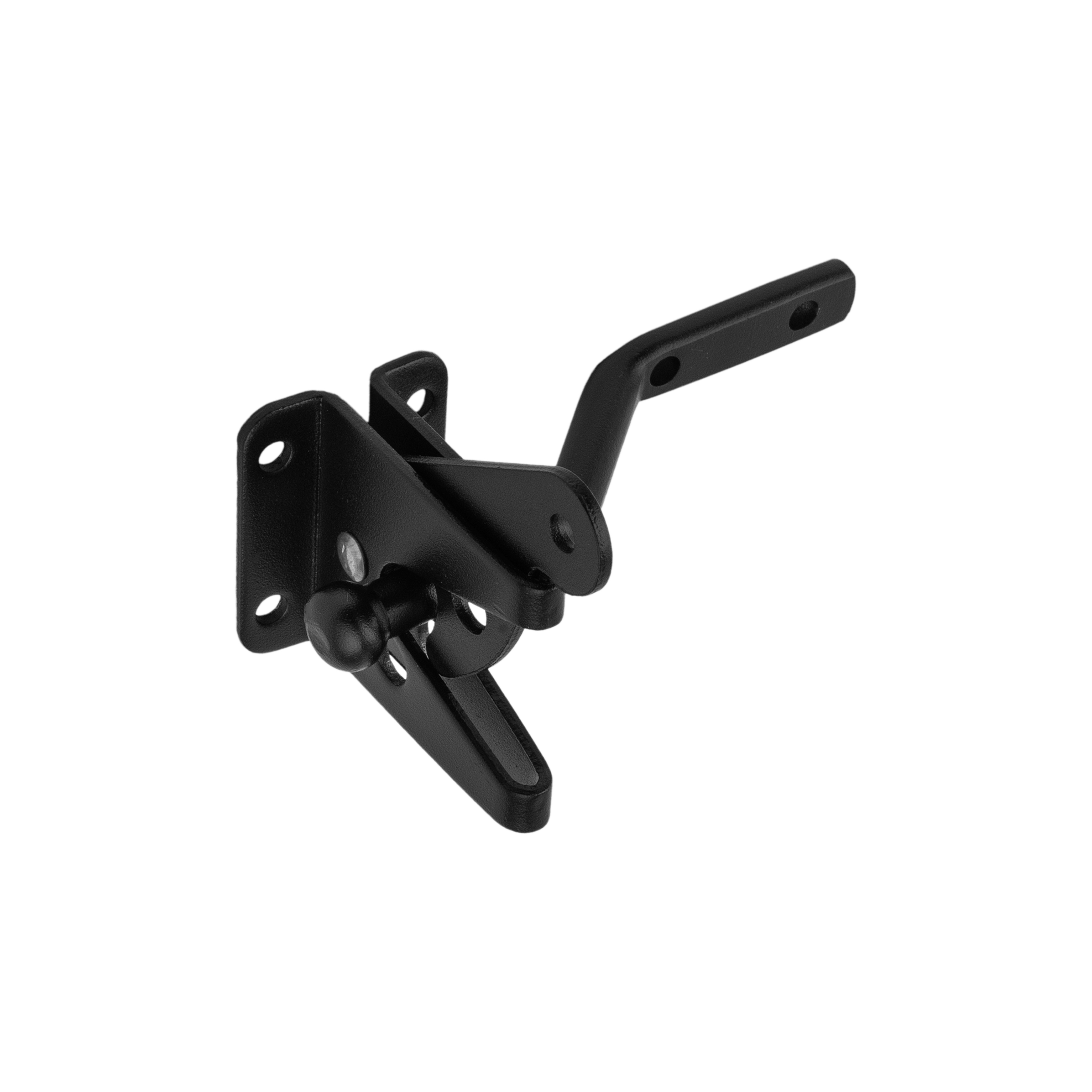 Selbstverriegelnde Gartentorfalle - WHG | schwarz | 48 mm Selbstverriegelnder Riegel für WHG-Torpforte, schwarz, 48 mm, 48 x 38 x 58 mm, DC01-Baustahl, Schuss 1.