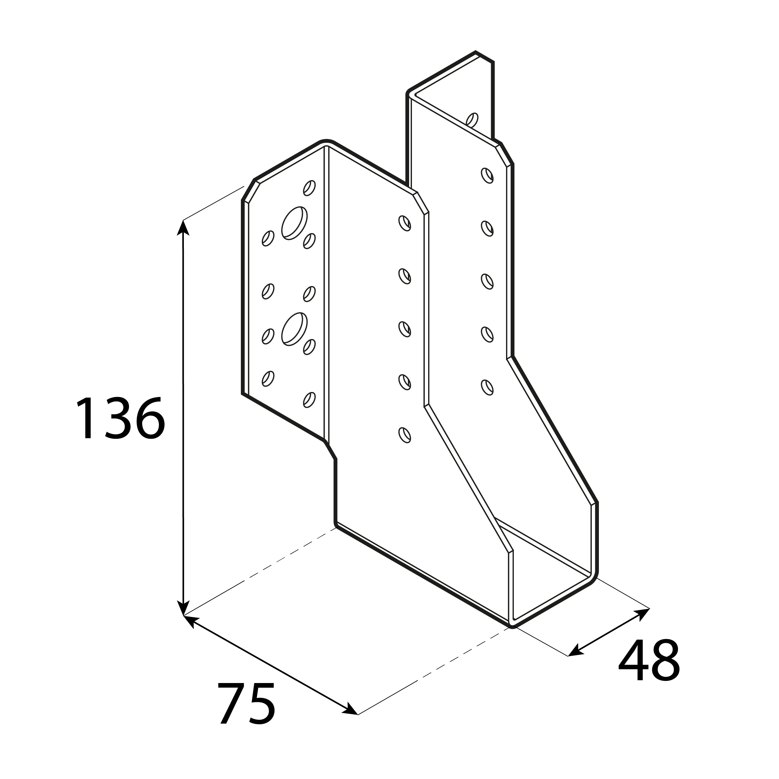 Balkenschuh Balkenträger Trägerschuh Holzverbinder - WB 54 | 48x136x75 mm | feuerverzinkt Balkenaufhänger Holzbalkenhalter WB 54, 48x136x75 mm, silber, 48x136x75x2,0 mm, Baustahl DX51D 2, Schuss 1.