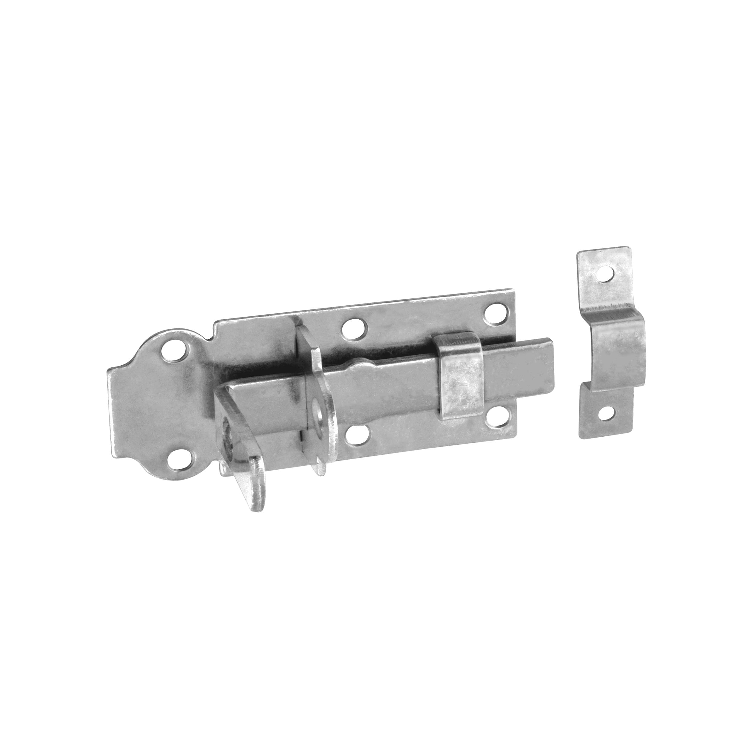 Abschließbarer Schlossriegel mit geradem Riegel für Gartentore - WZP | silber | 45 mm Fallenschloss mit geradem Riegel für WZP-Tore, silber, 100 mm, 100x45x5,0 mm, DC01 2 Baustahl.