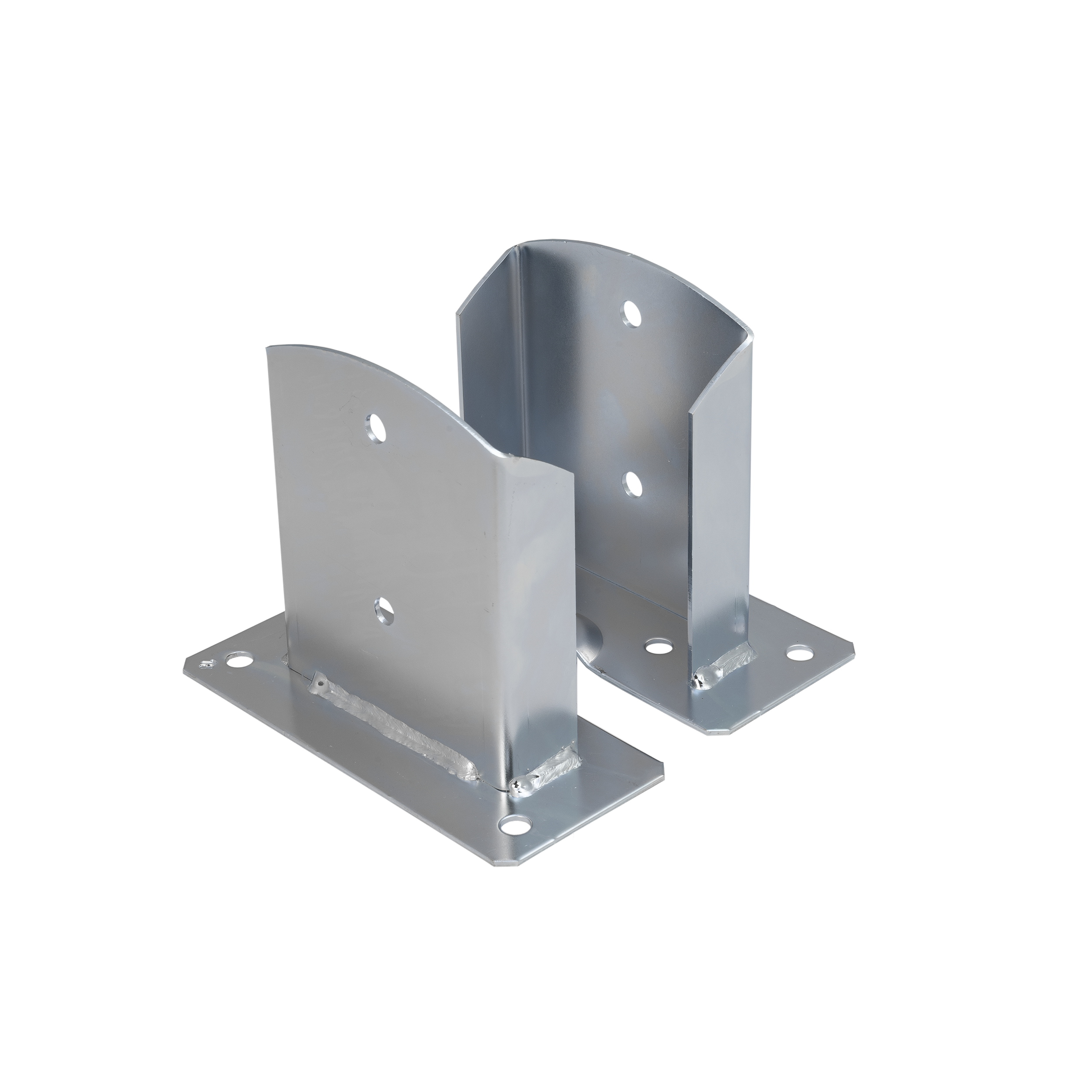 Pfostenträger zum aufdübeln Aufschraubhülse geteilt mit rechteckiger Grundplatte - PSD | 120 mm | verzinkt Säulenfuß-Spaltanker mit rechteckiger Basis PSD, 120 mm, silber, 121x150x2,5 mm 2.