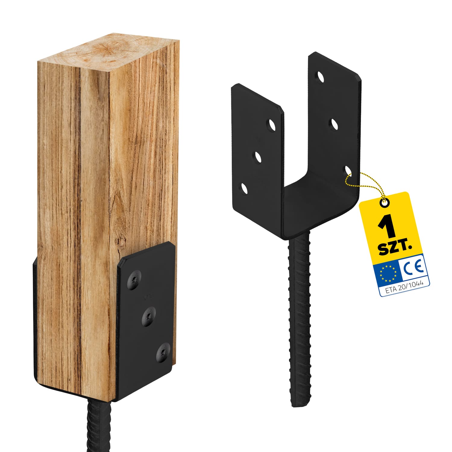 Podstawa słupa kotwa do betonu typ U - PS | 80 mm | Antracyt