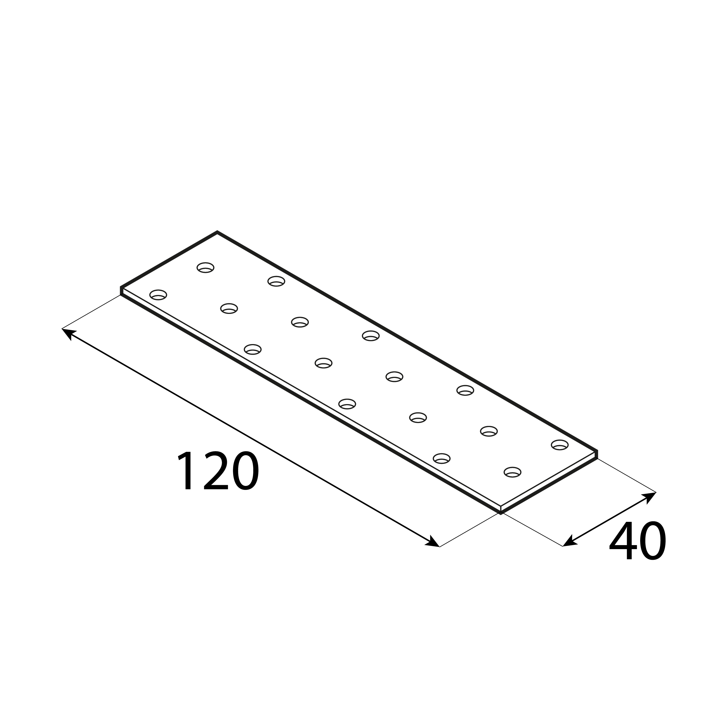 Lochplatte Lochplattenstreifen Flachverbinder Holzverbinder feuerverzinkt - PP 3 | 120x40 mm | 2 mm Lochblech, Flachstab PP 3, 120x40 mm, 2 mm, 40x120x2,0 mm, DX51D Baustahl, Silber, Schuss 2.