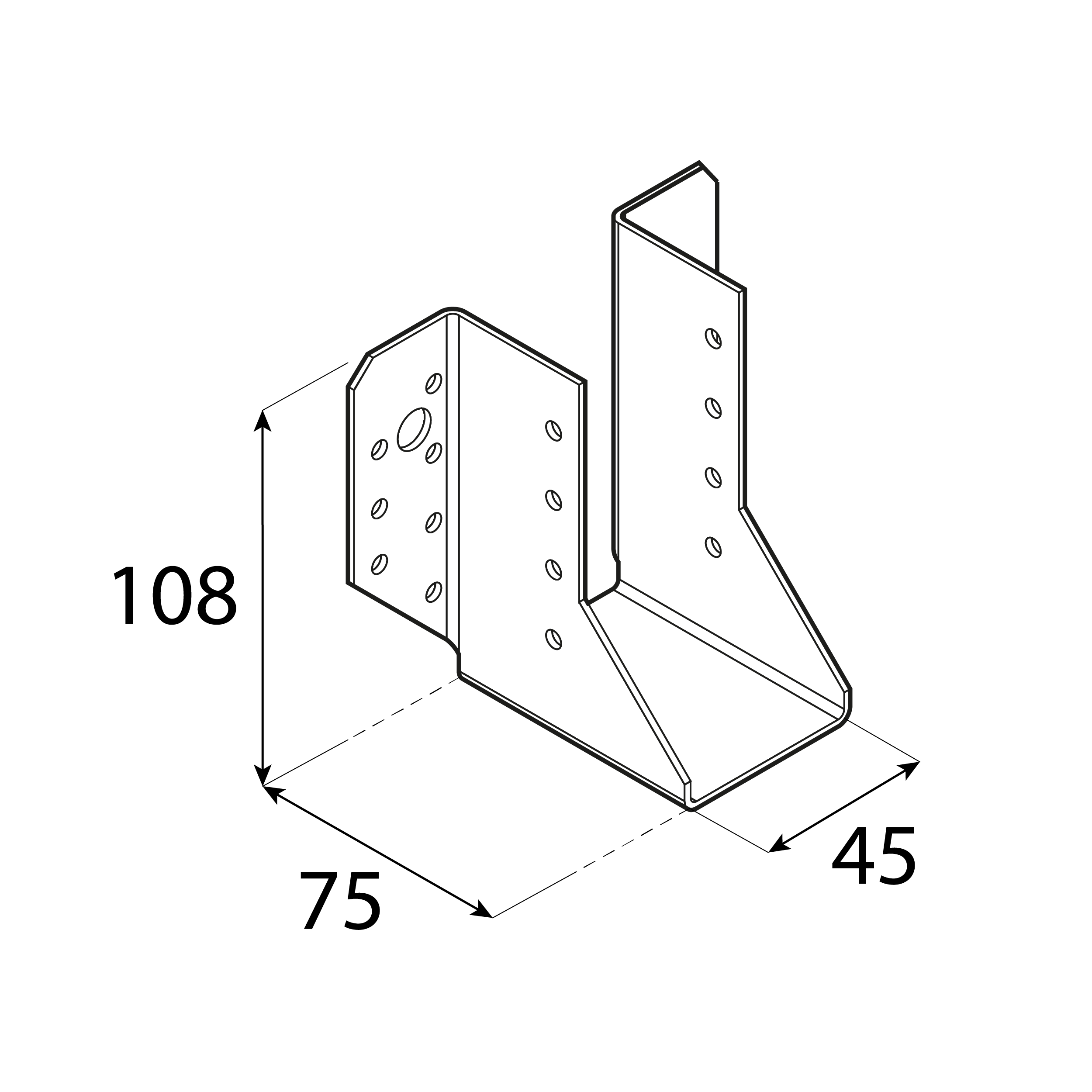 Wieszak belki uchwyt belki drewnianej - WB 8 | 45x108x75 mm | Srebrny