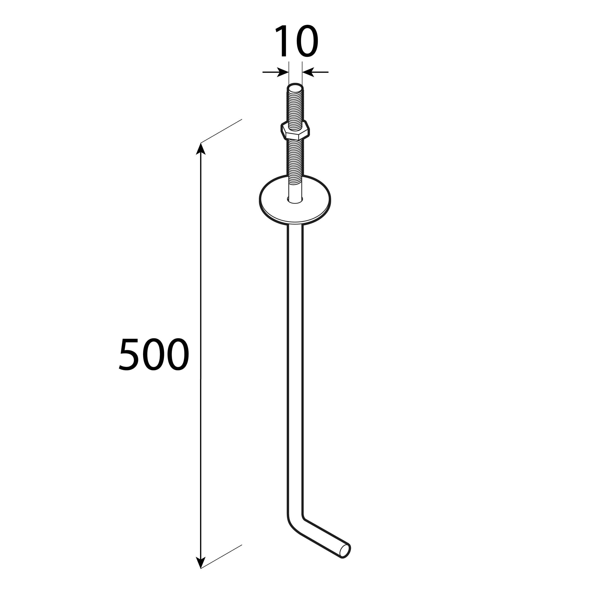 Schwellenhalter Mauerlattenanker Sparrenanker Bauanker geölt - SK 500 | 500 mm Bauanker für Wandpaneele SK 500, 500 mm, Baustahl S235 2.
