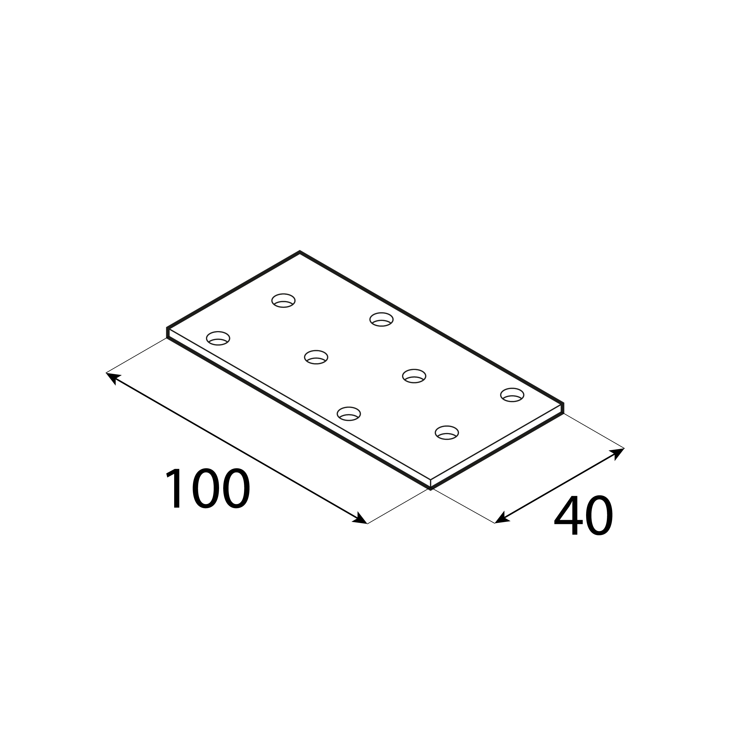 Lochplatte Lochplattenstreifen Flachverbinder Holzverbinder feuerverzinkt - PP 2 | 100x40 mm | 2 mm Lochblech, Flachstab PP 2, 100x40 mm, 2 mm, 40x100x2,0 mm, DX51D Baustahl, Silber, Schuss 2.