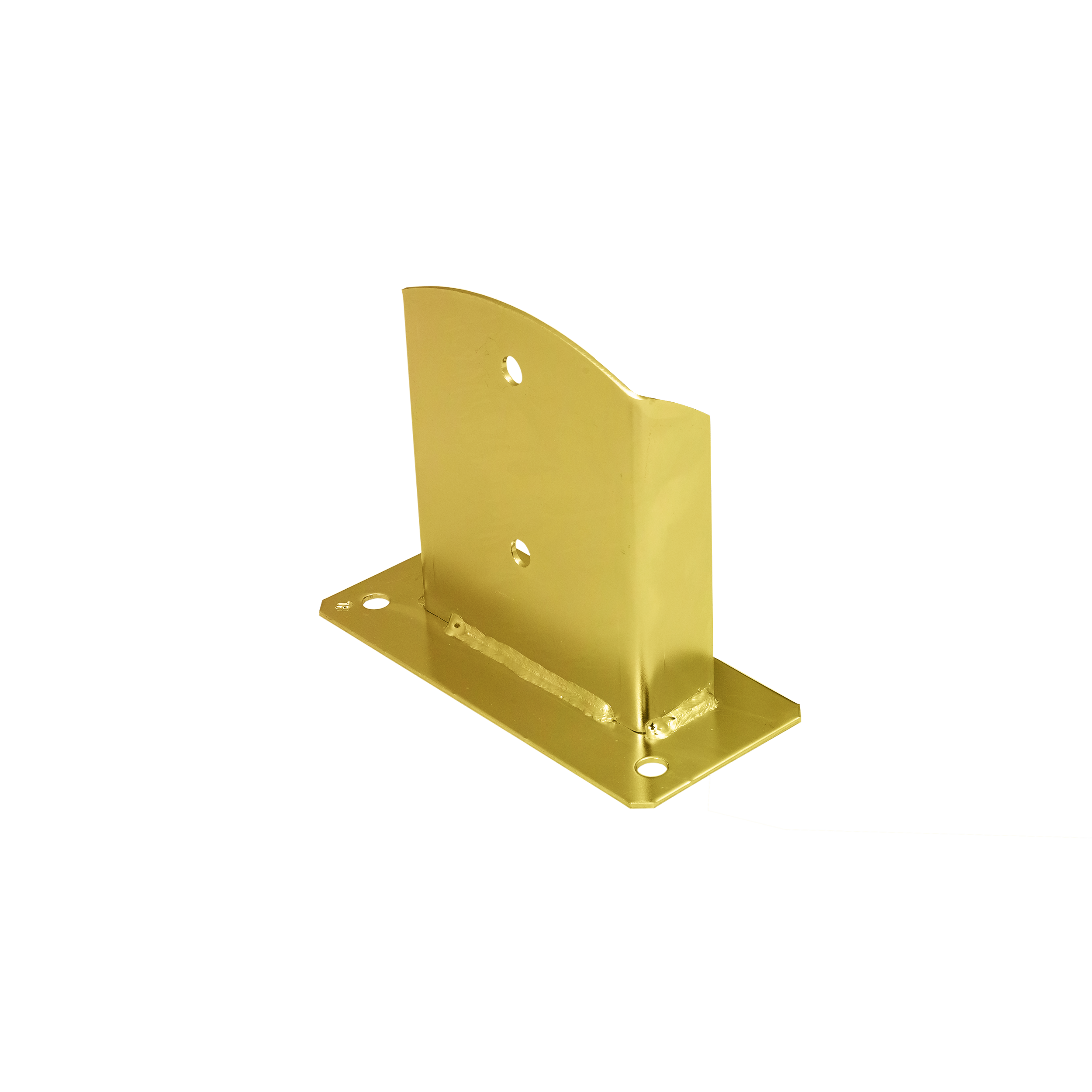 Pfostenträger zum aufdübeln Aufschraubhülse geteilt mit rechteckiger Grundplatte - PSD | 120 mm | Gold Säulenfuß geteilter Schraubanker mit rechteckiger Basis PSD, 120 mm, Gold, 121x150x2,5 mm.