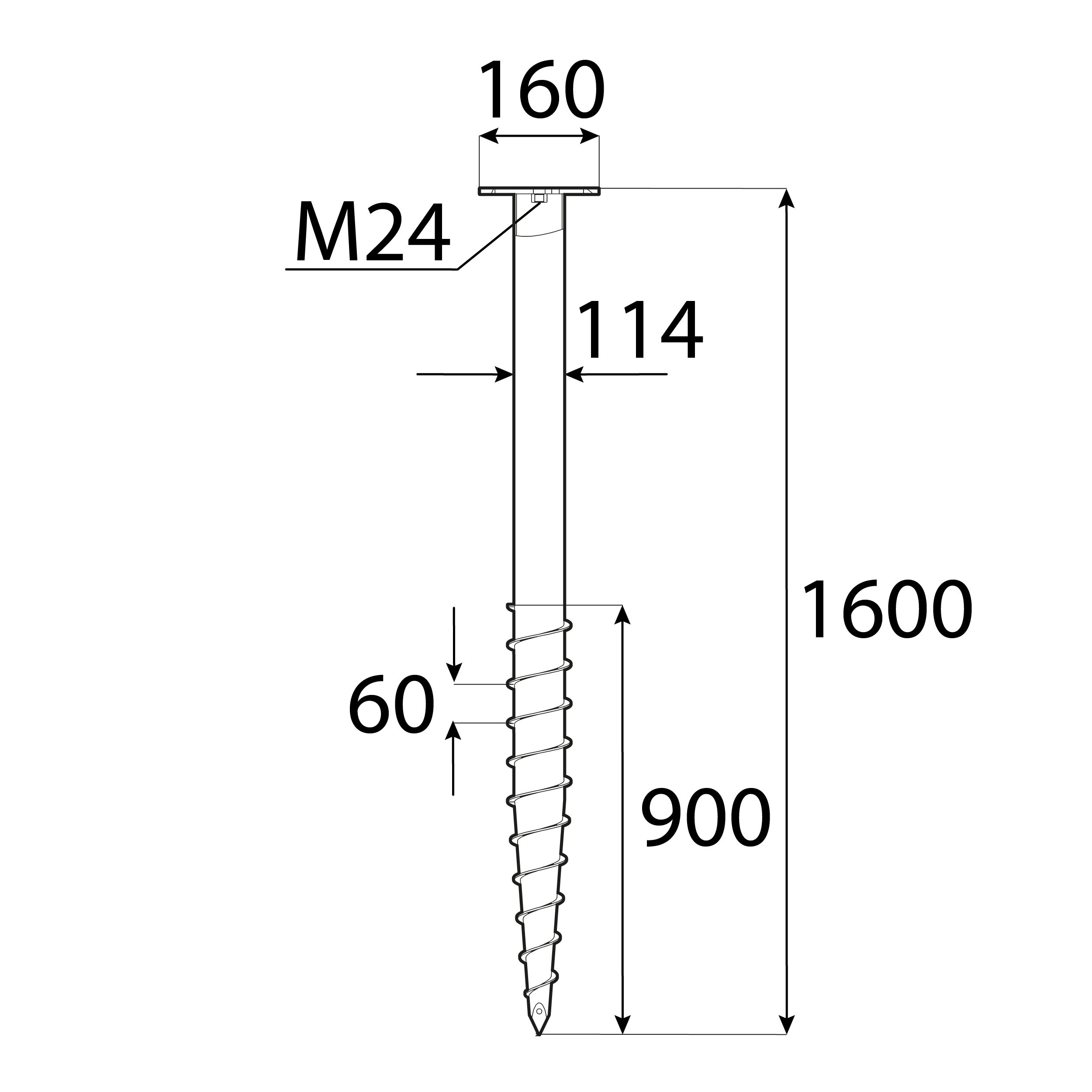 Podstawa słupa wkręcana do gruntu do dużych konstrukcji - PWM | 114x1600 mm Podstawa słupa wkręcana do gruntu do dużych konstrukcji - PWM | 114x1600 mm