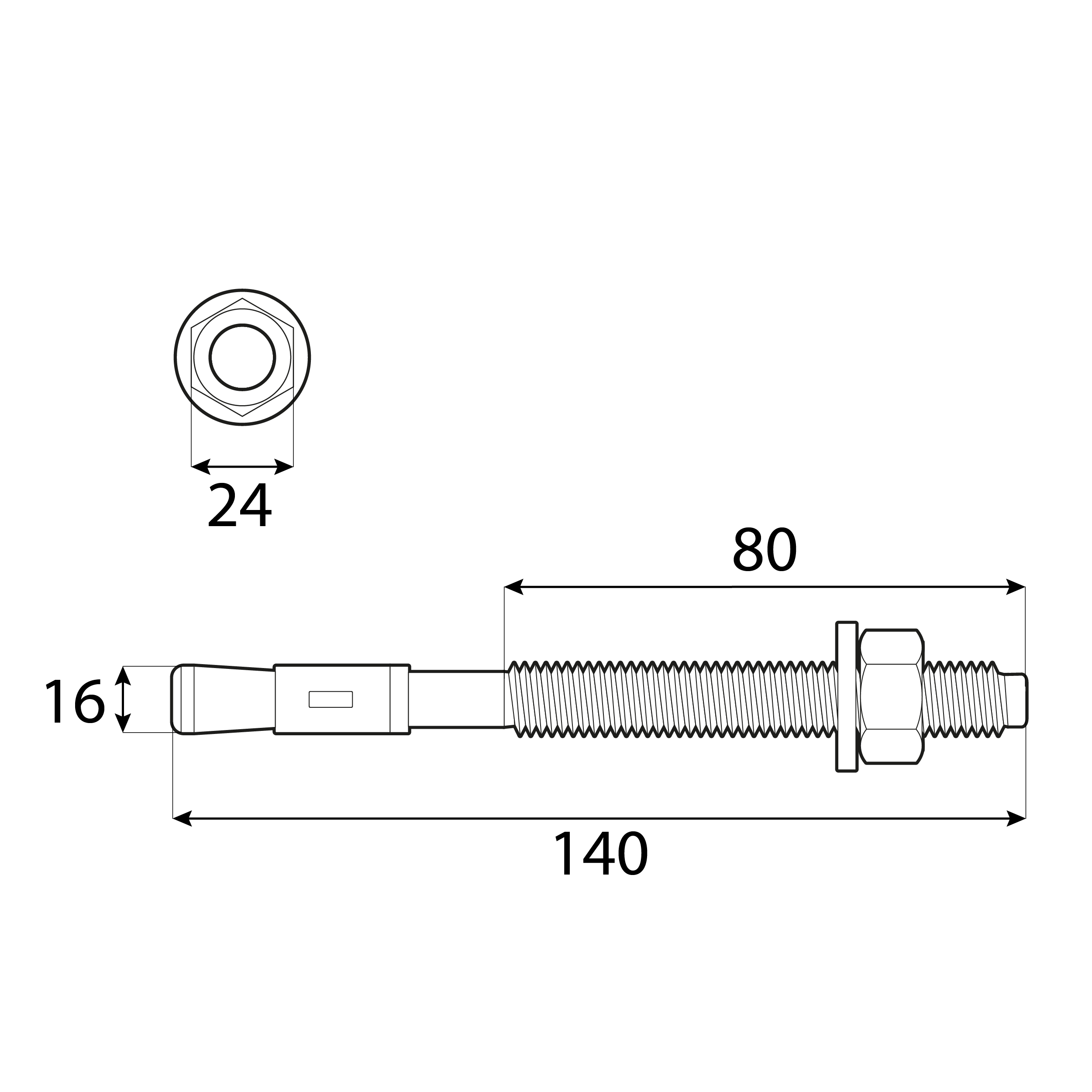 Kotwy mechaniczne pierścieniowe do betonu - PBK | M16 x 140 mm | Srebrny | 15 szt