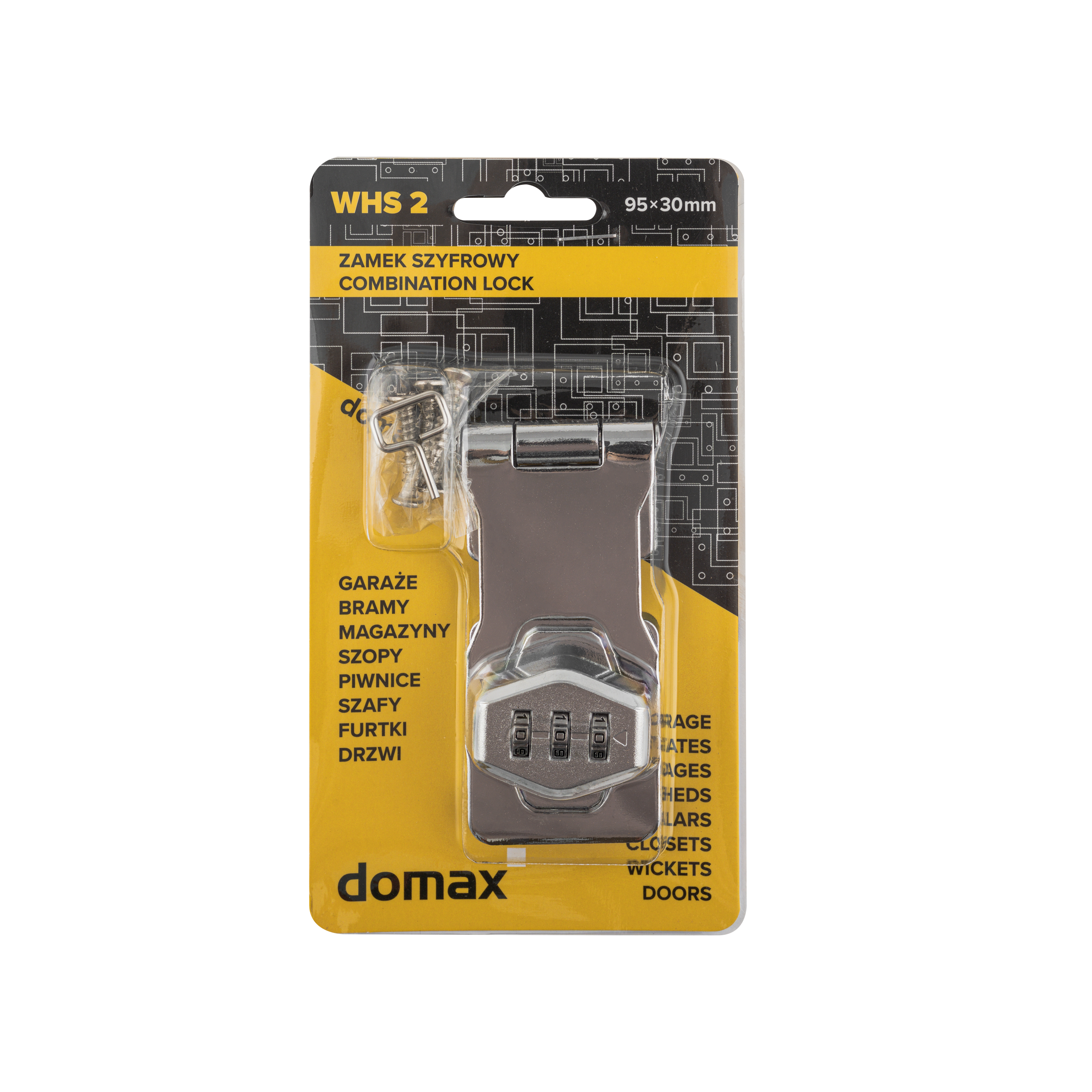 Zasuwka z zamkiem szyfrowym do furtki - WHS | Srebrny | 105 mm