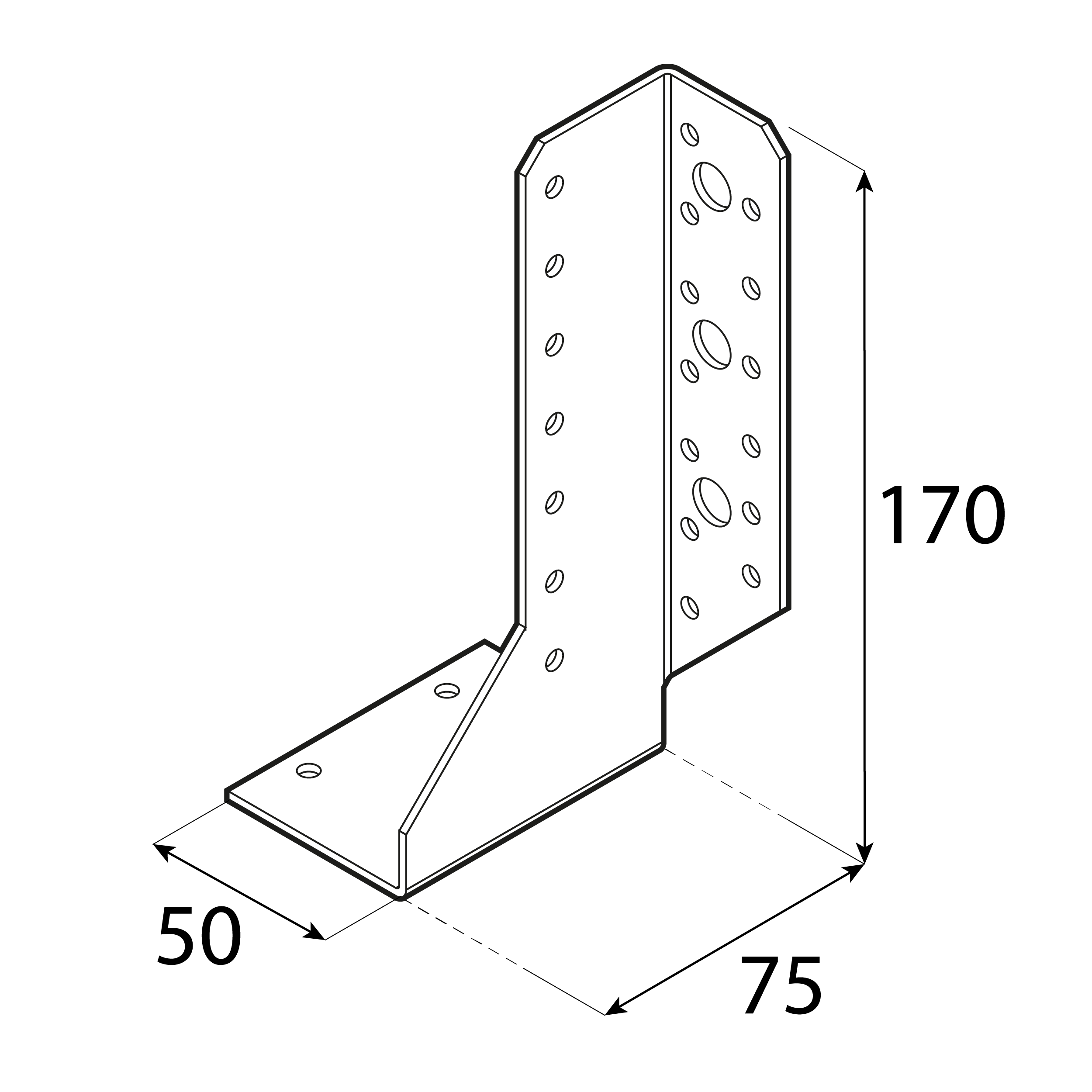 Wieszak belki dzielony prawy - WBD 170 P | 50x170x75 mm | Srebrny Wieszak belki dzielony prawy - WBD 170 P | 50x170x75 mm | Srebrny