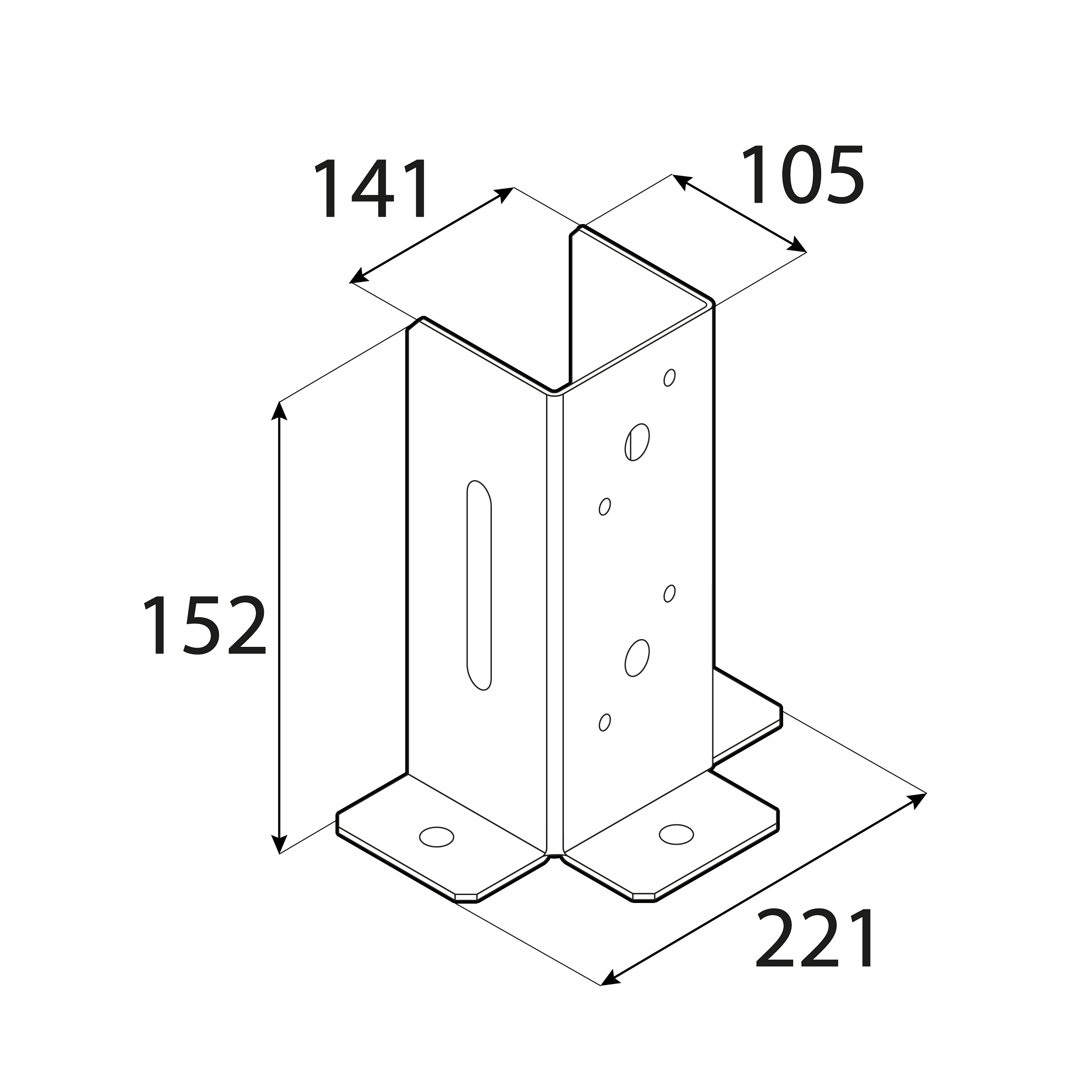 Podstawa słupa kotwa przykręcana otwarta z regulacją - PSD DX | 140 mm | Srebrny