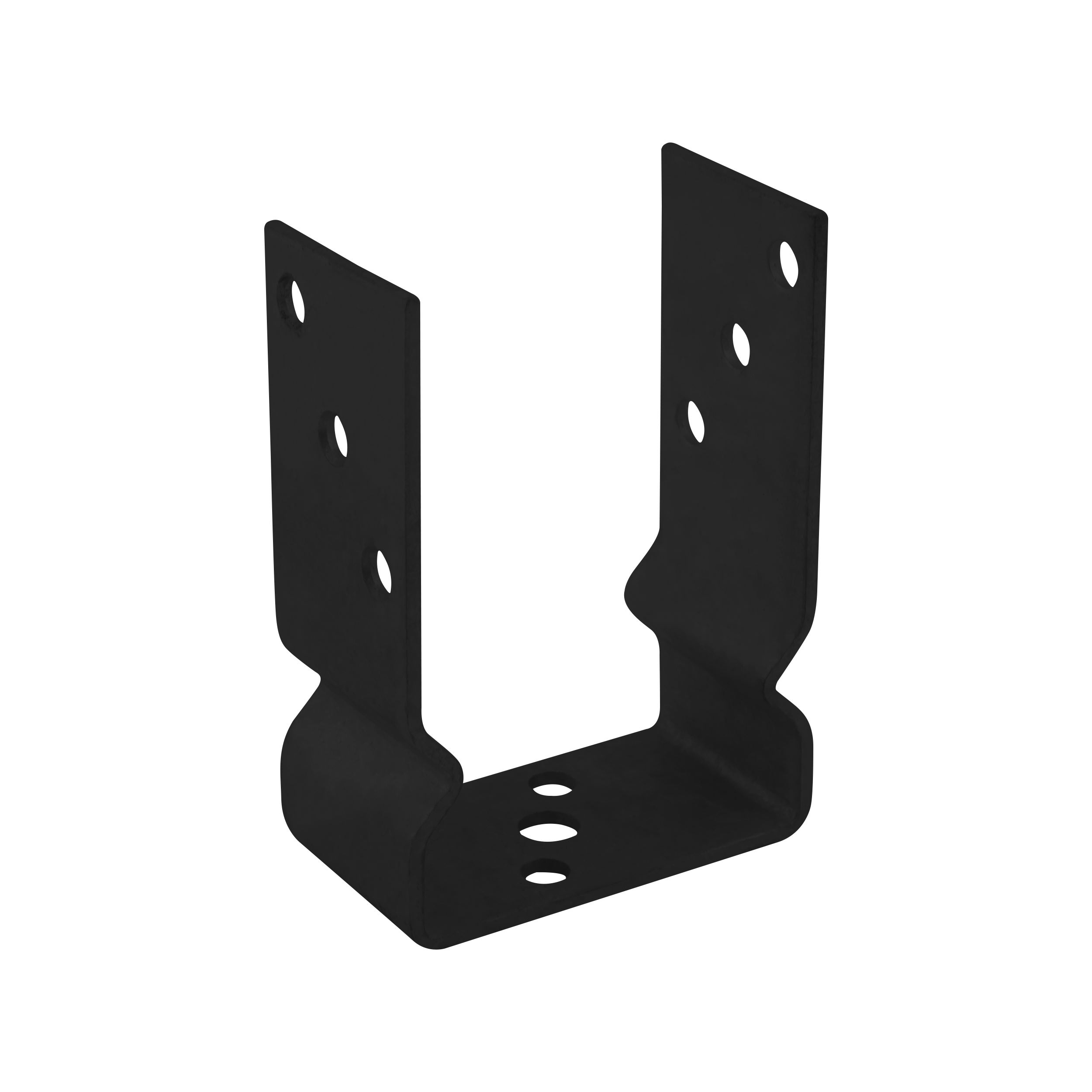 Pfostenträger zum aufdübeln U-Form Pfostenanker - PSOZ | 100 mm | Schwarz Säulenfuß, U-förmiger Schraubanker auf Beton mit PSOZ-Versatz, 100 mm, schwarz, 101x150x60x4,0 mm, Winkel 1.