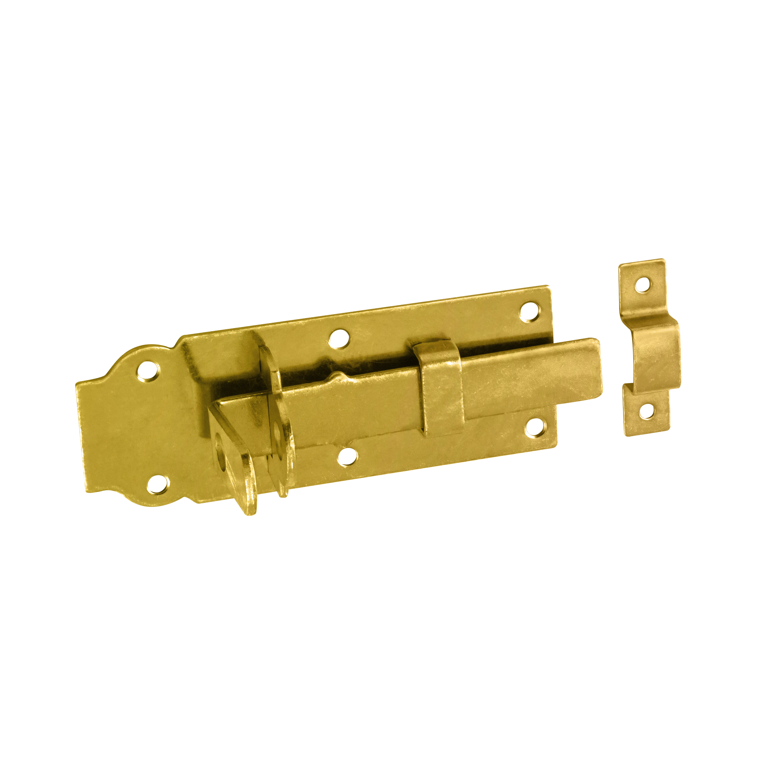 Abschließbarer Schlossriegel mit geradem Riegel für Gartentore - WZP | verzinkt | 55 mm Fallenschloss mit geradem Riegel für WZP-Tore, Gold, 140 mm, 140 x 55 x 5,0 mm, Baustahl DC01 2.
