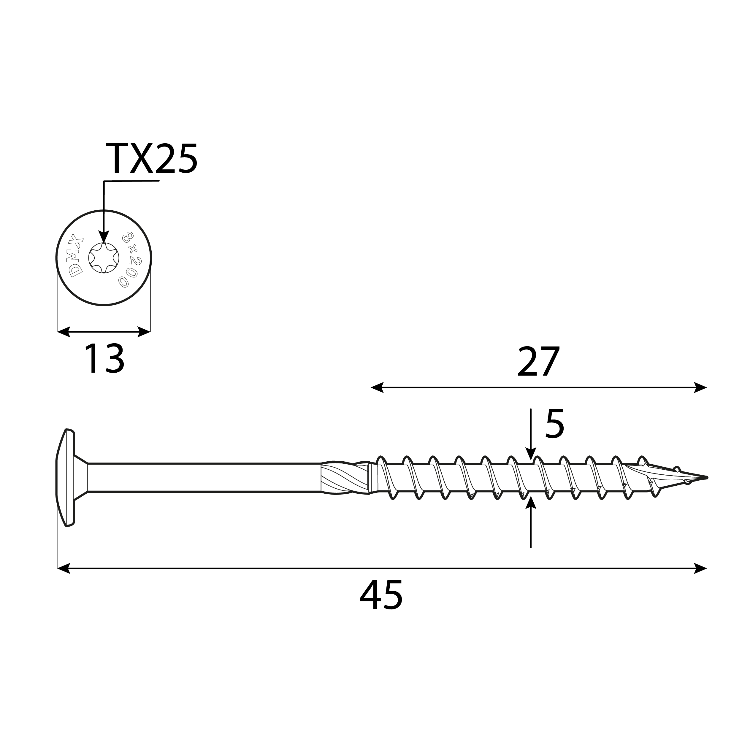 Wkręty ciesielskie do drewna talerzowe TORX - CT | 5 x 45 mm | Złoty | 200 szt Wkręty ciesielskie do drewna talerzowe TORX - CT | 5 x 45 mm | Złoty | 200 szt