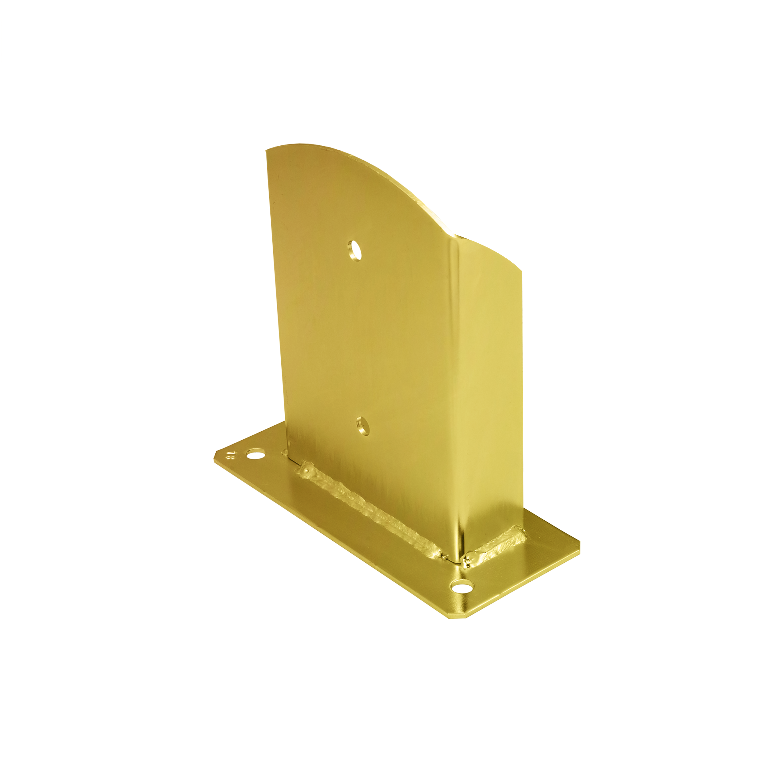 Pfostenträger zum aufdübeln Aufschraubhülse geteilt mit rechteckiger Grundplatte - PSD | 140 mm | Gold Säulenfuß geteilter Schraubanker mit rechteckiger Basis PSD, 140 mm, Gold, 141x200x3,0 mm.
