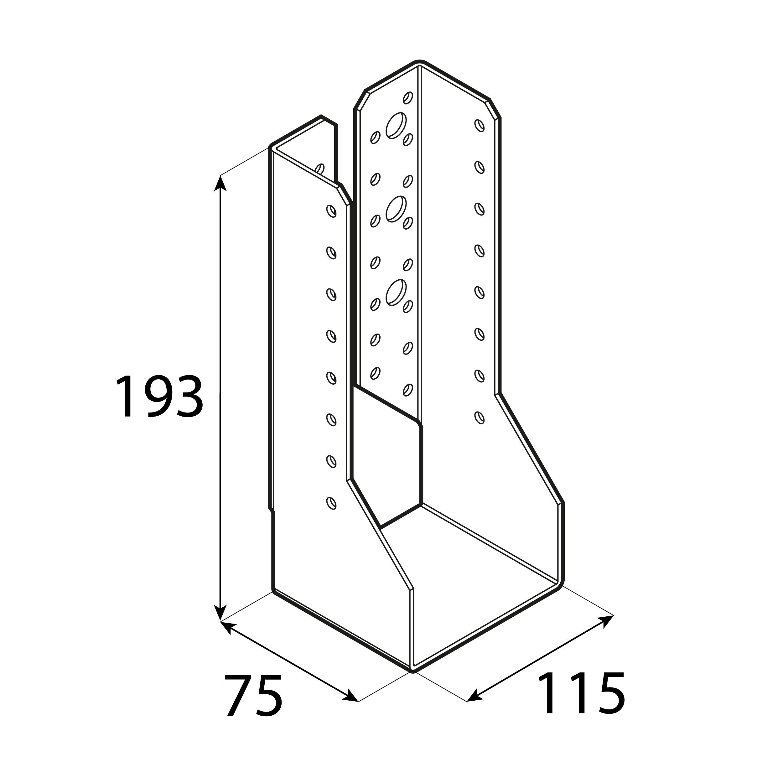 Wieszak belki uchwyt belki drewnianej zagięty - WBZ 34 | 115x193x75 mm | Srebrny
