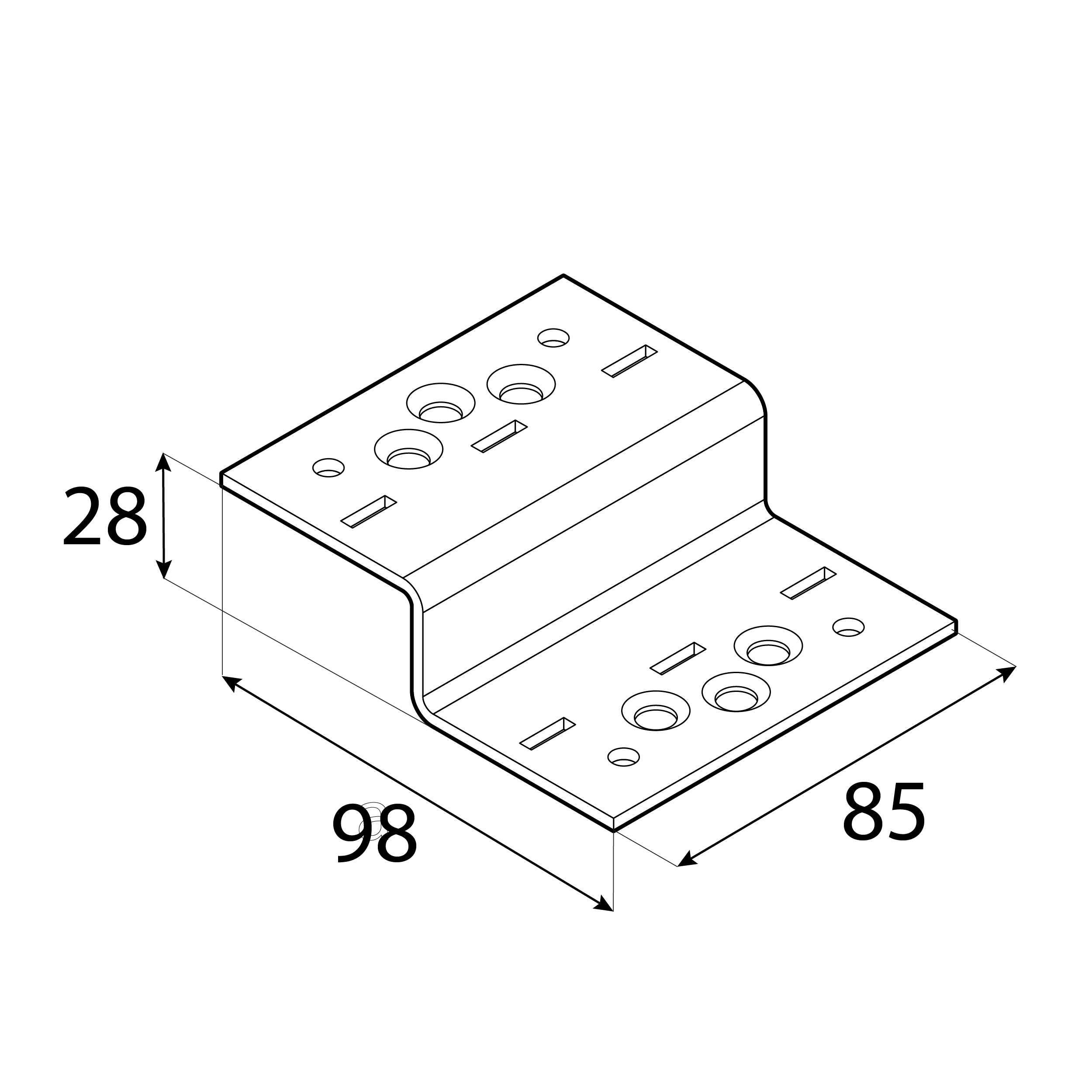 Łącznik typu Z ozdobny do pergoli - SDLZ 1 | 98x85x28 mm | czarny Łącznik typu Z ozdobny do pergoli - SDLZ 1 | 98x85x28 mm | czarny