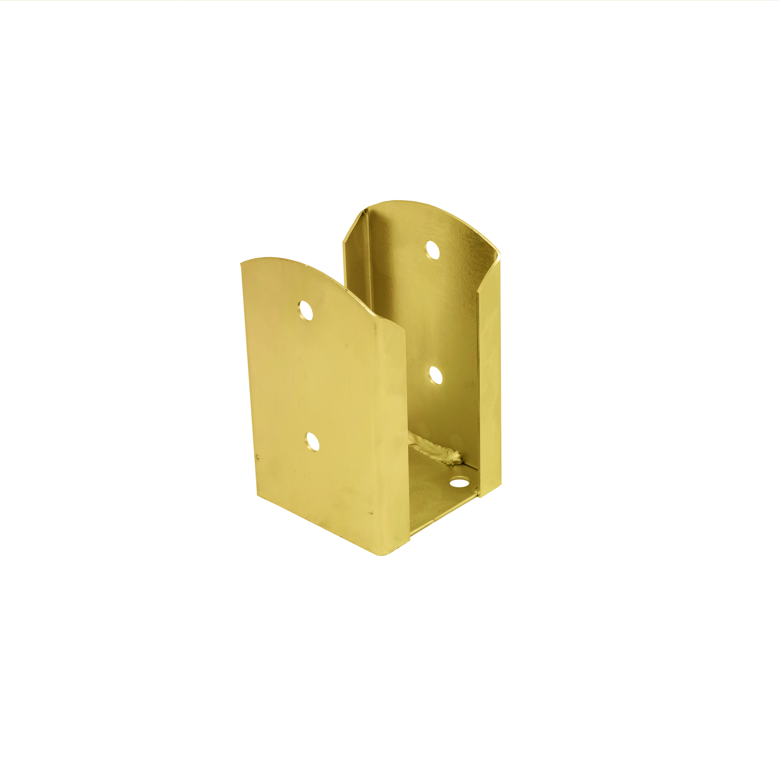 Pfostenträger zum aufdübeln Aufschraubhülse doppelt rechteckig - PSPW | 90 mm | Gold Säulenfuß doppelter rechteckiger Schraubanker PSPW, 90 mm, gold, 91x150x2,0 mm.
