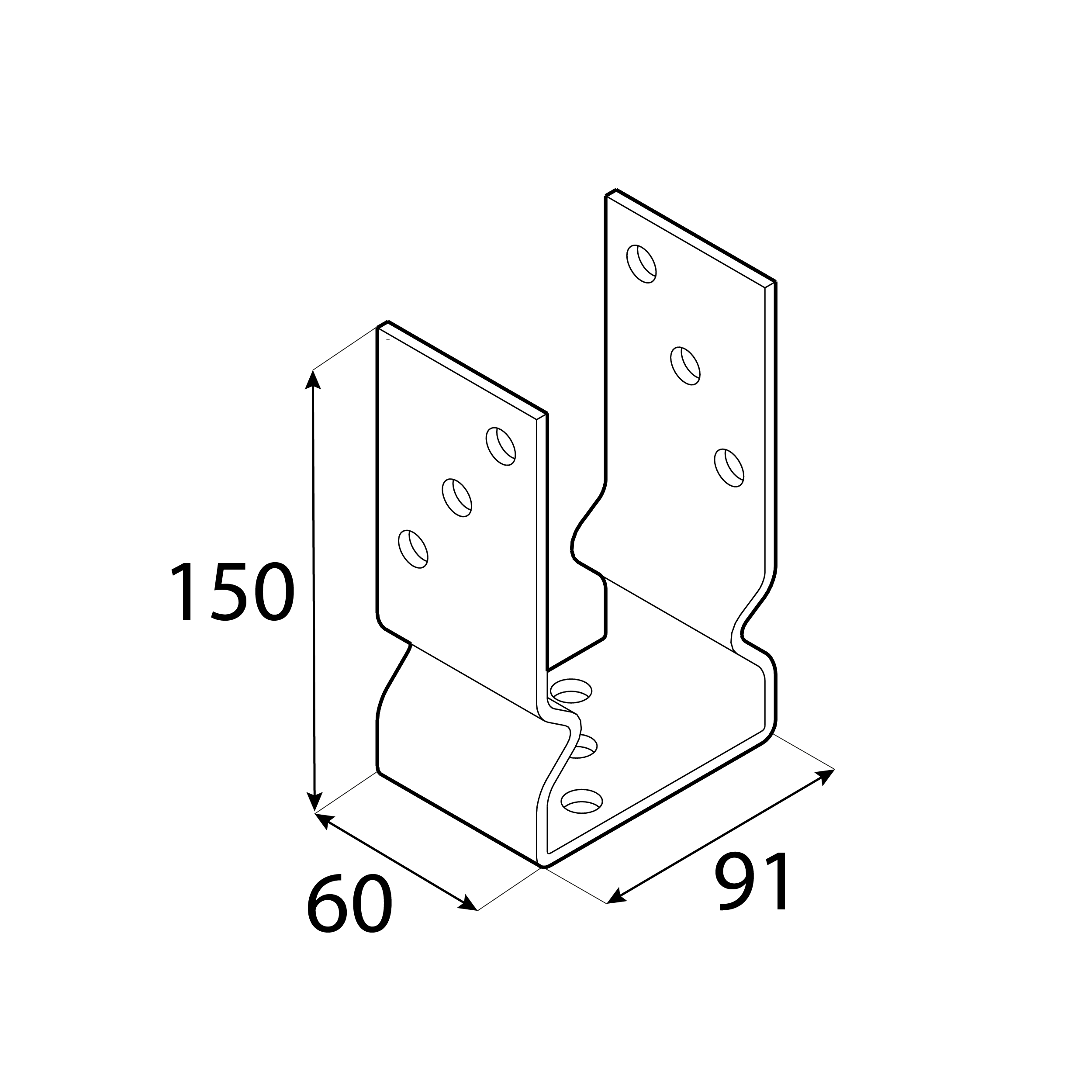 Pfostenträger zum aufdübeln U-Form Pfostenanker - PSOZ | 90 mm | feuerverzinkt Säulenfuß-Schraubanker auf Beton Typ U mit PSOZ-Versatz, 90 mm, silber, 91x150x60x4,0 mm 2.