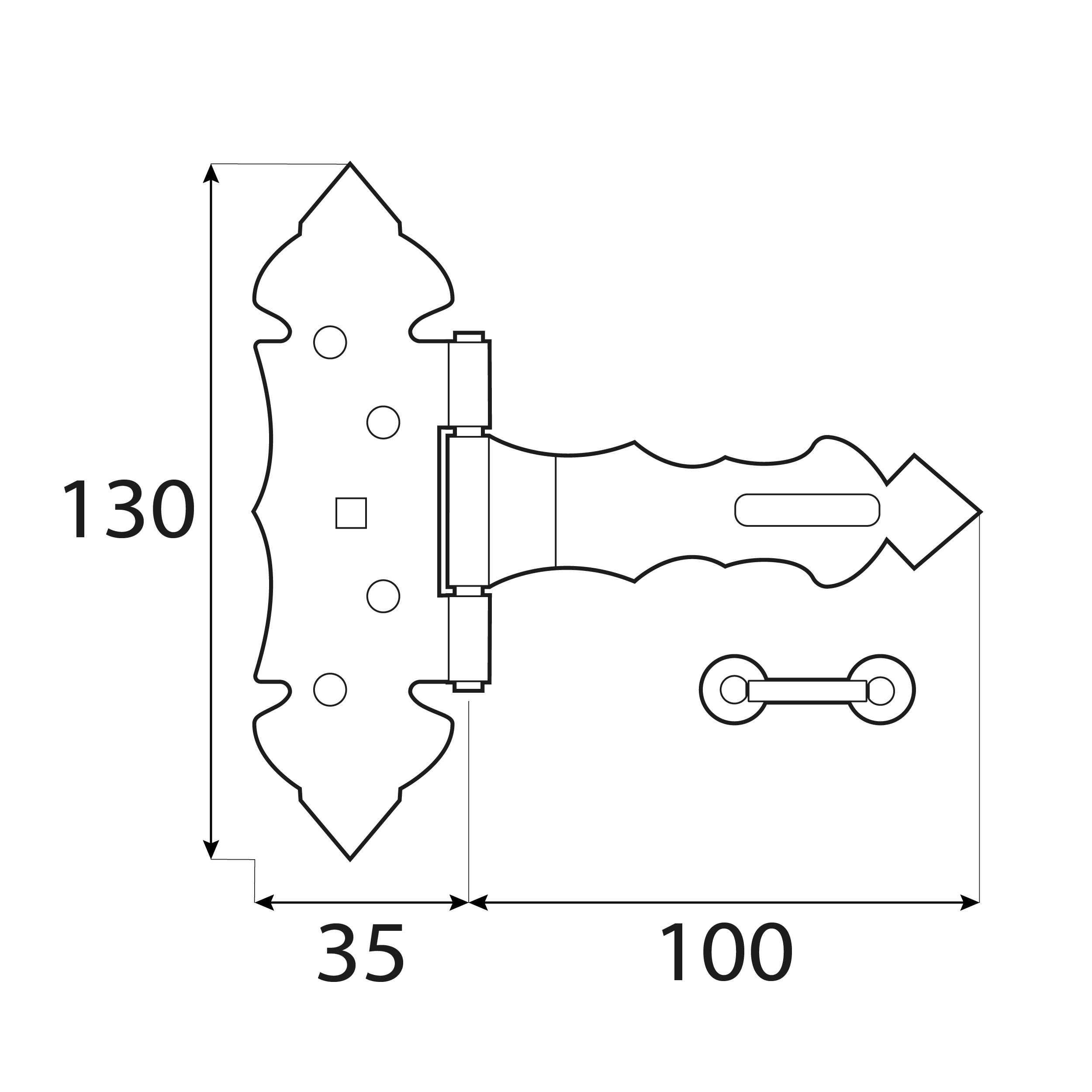 Zawias bramkowy ozdobny z zamknięciem - ZBZ | Czarny | 100 mm Zawias bramkowy ozdobny z zamknięciem - ZBZ | Czarny | 100 mm