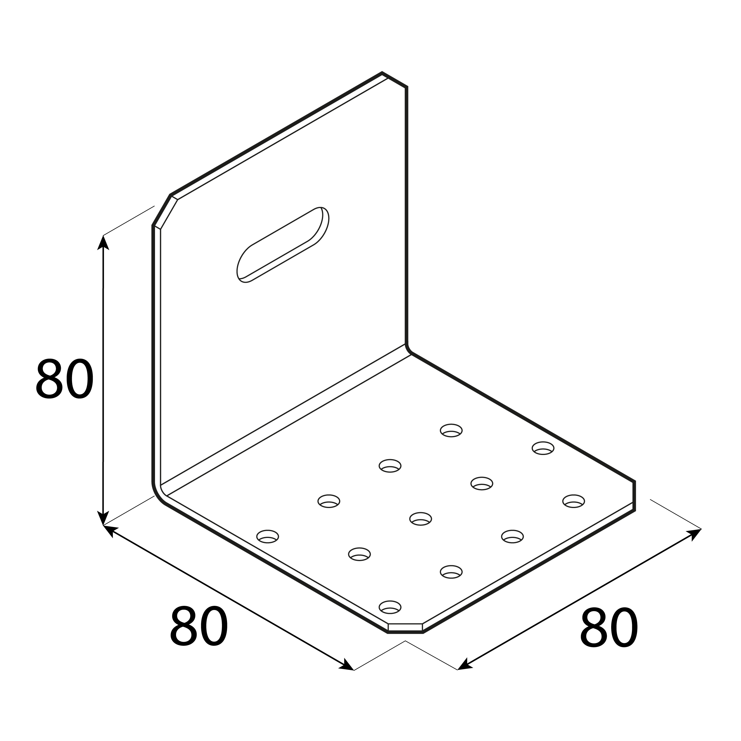 Kątownik montażowy z regulacją - KMR 8 | 80x80x80 mm | 2 mm