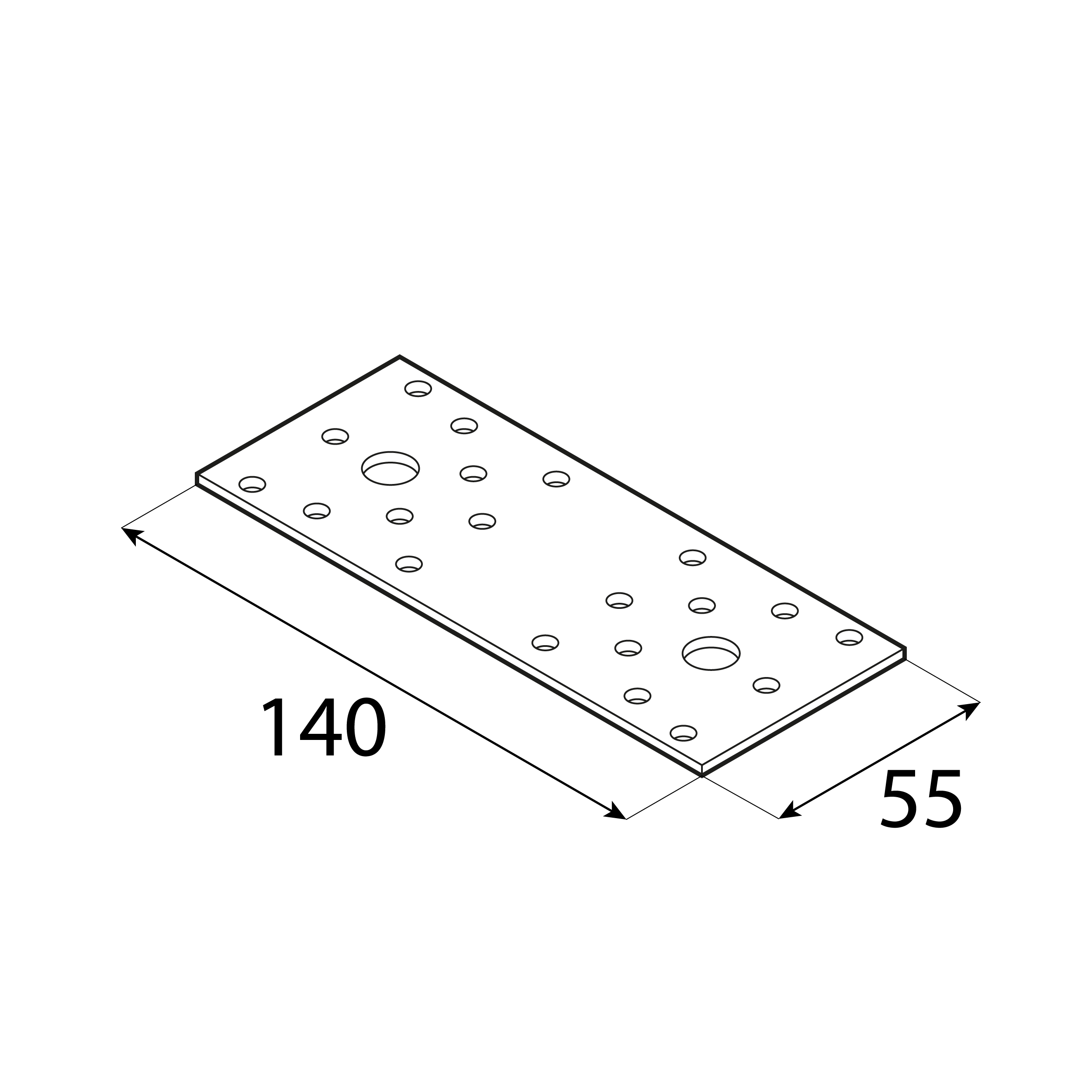 Flachverbinder Lochplatte Verbindungsblech Holzverbinder feuerverzinkt - LP 2 | 140x55 mm | 2,5 mm Flachverbinder Flachstange LP 2, 140x55 mm, 2,5 mm, 140x55x2,5 mm, DX51D Baustahl, Silber, Schuss 2.