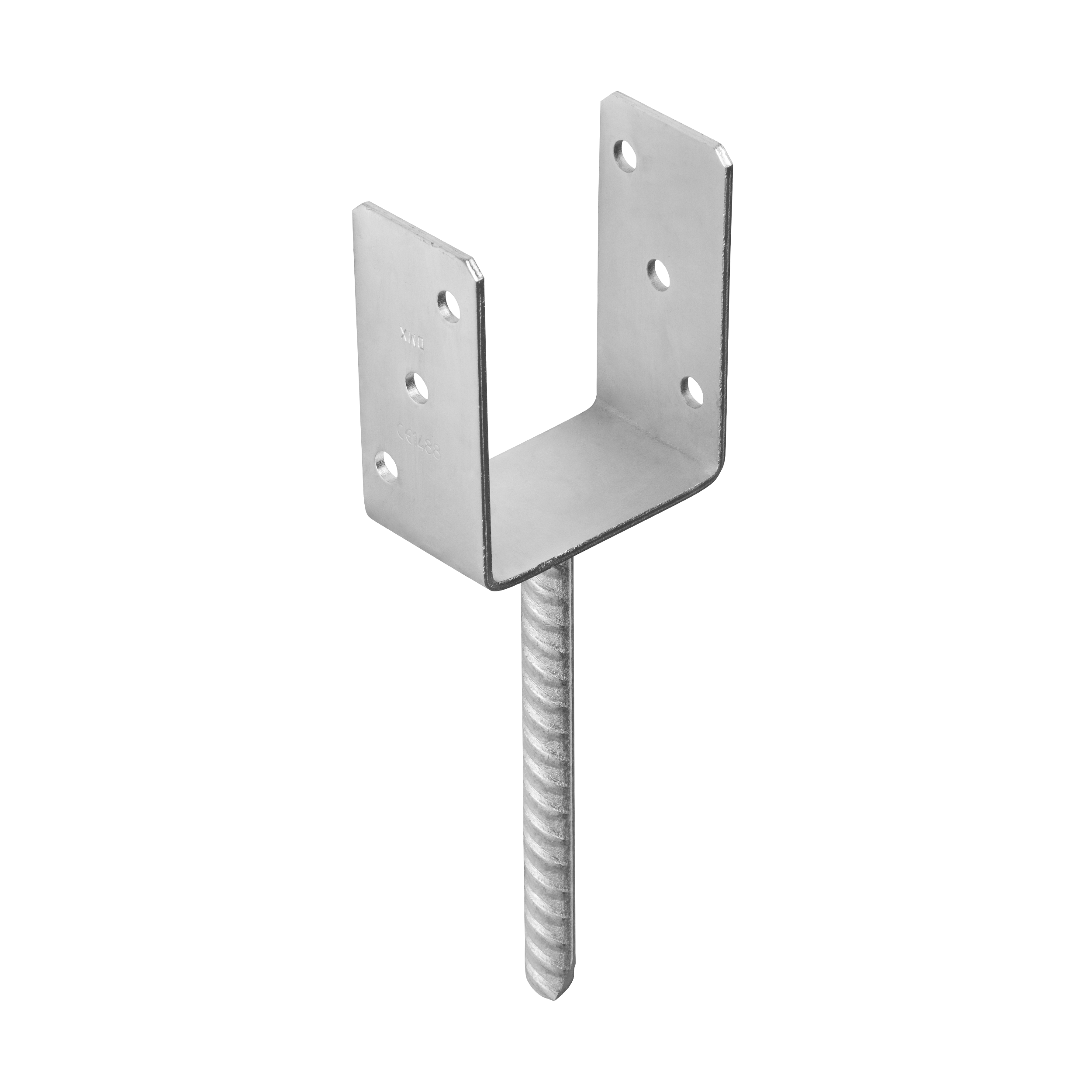 U Pfostenträger zum Einbetonieren Pfostenanker Stützen Betonanker - PS | 100 mm | verzinkt Mastfuß-Betonanker Typ U PS, 100 mm, silber galvanisiertes Zink, 101x120x60x4,0 mm, im Elementsatz.