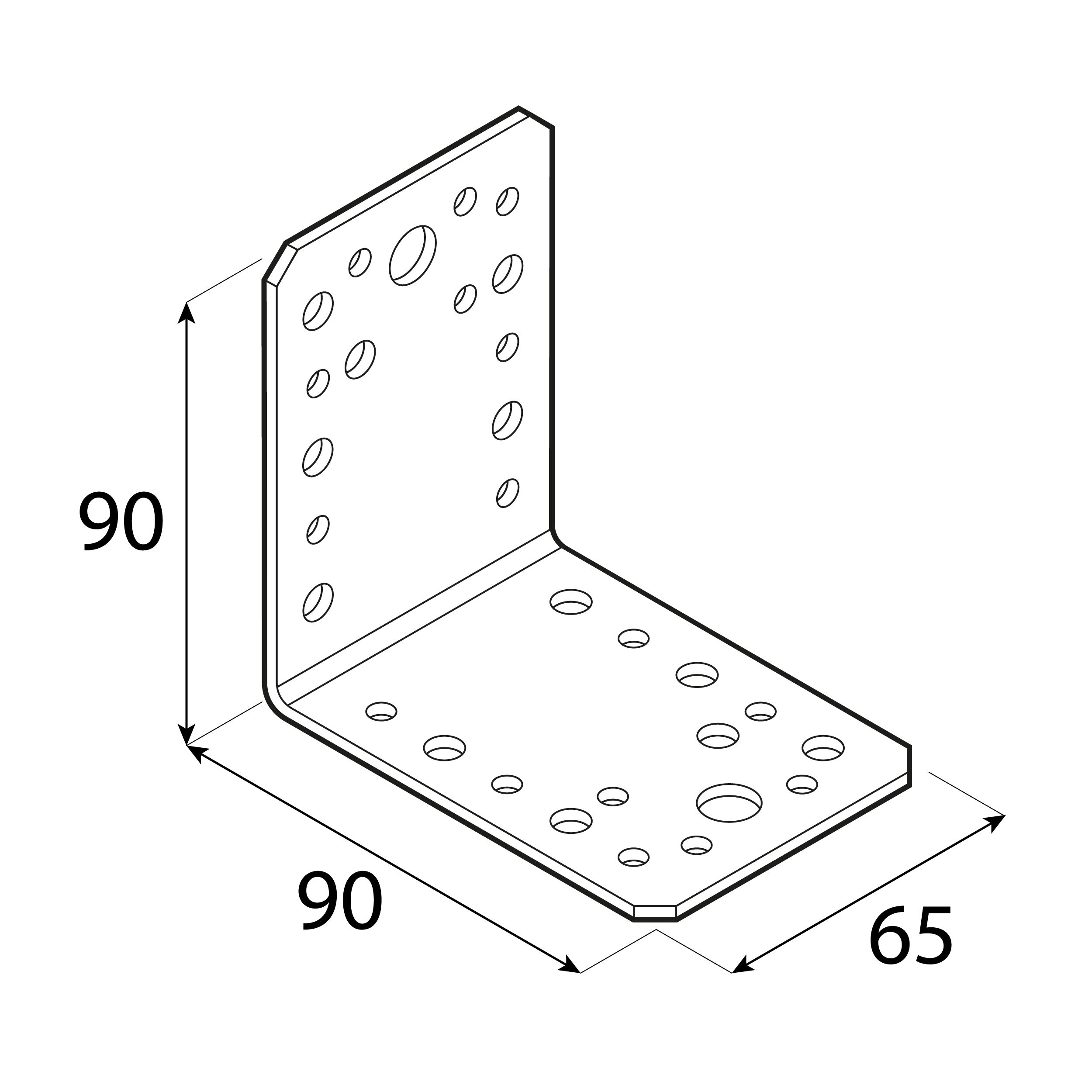 Kątownik ciesielski łącznikowy - KL 4 | 90x90x65 mm | 2,5 mm Kątownik ciesielski łącznikowy - KL 4 | 90x90x65 mm | 2,5 mm
