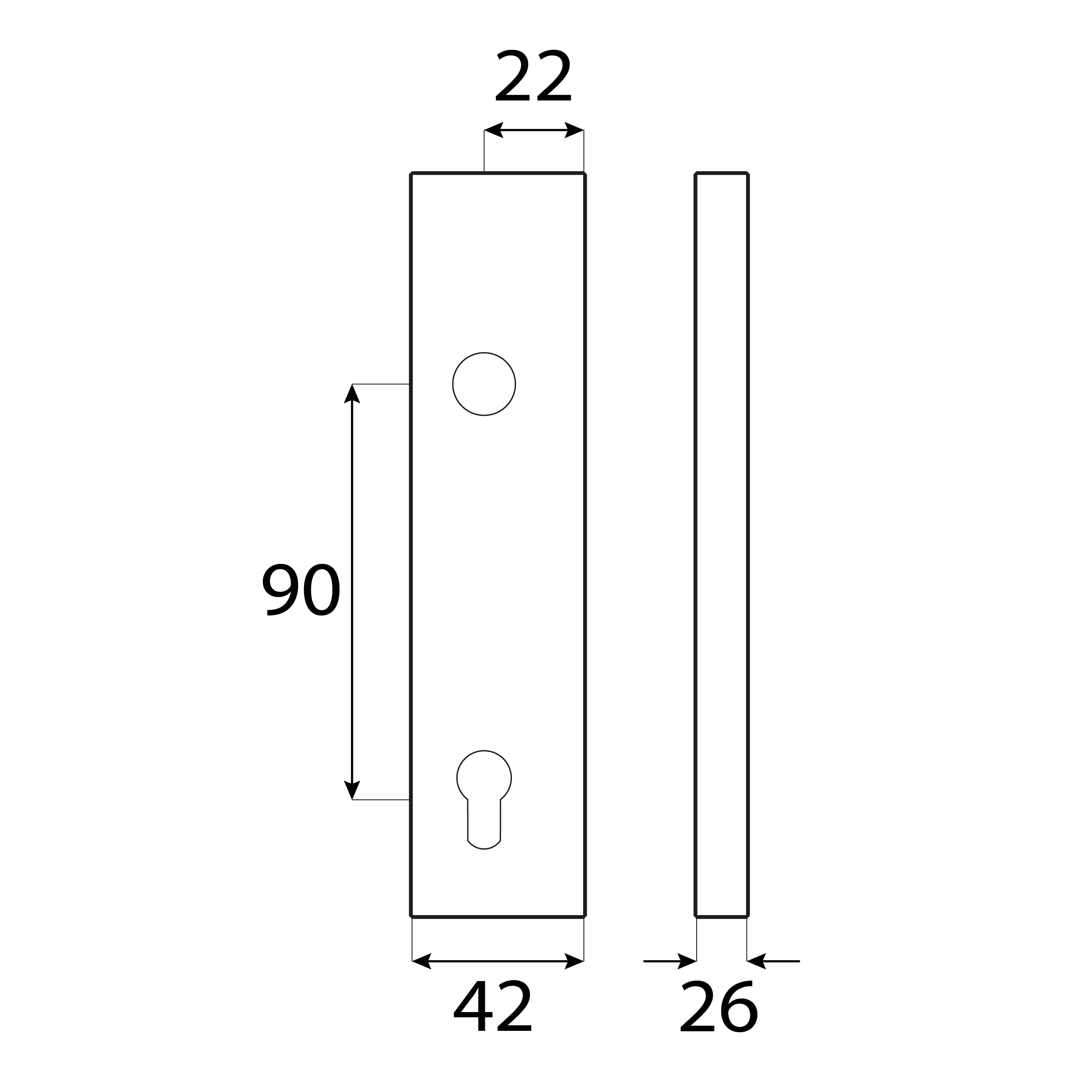 Schlosskasten für Tür und Gartentor - WHUP | Stahl | 90 mm WHUP Türschlosskasten, Stahl, 90 mm, Baustahl DC01 2.