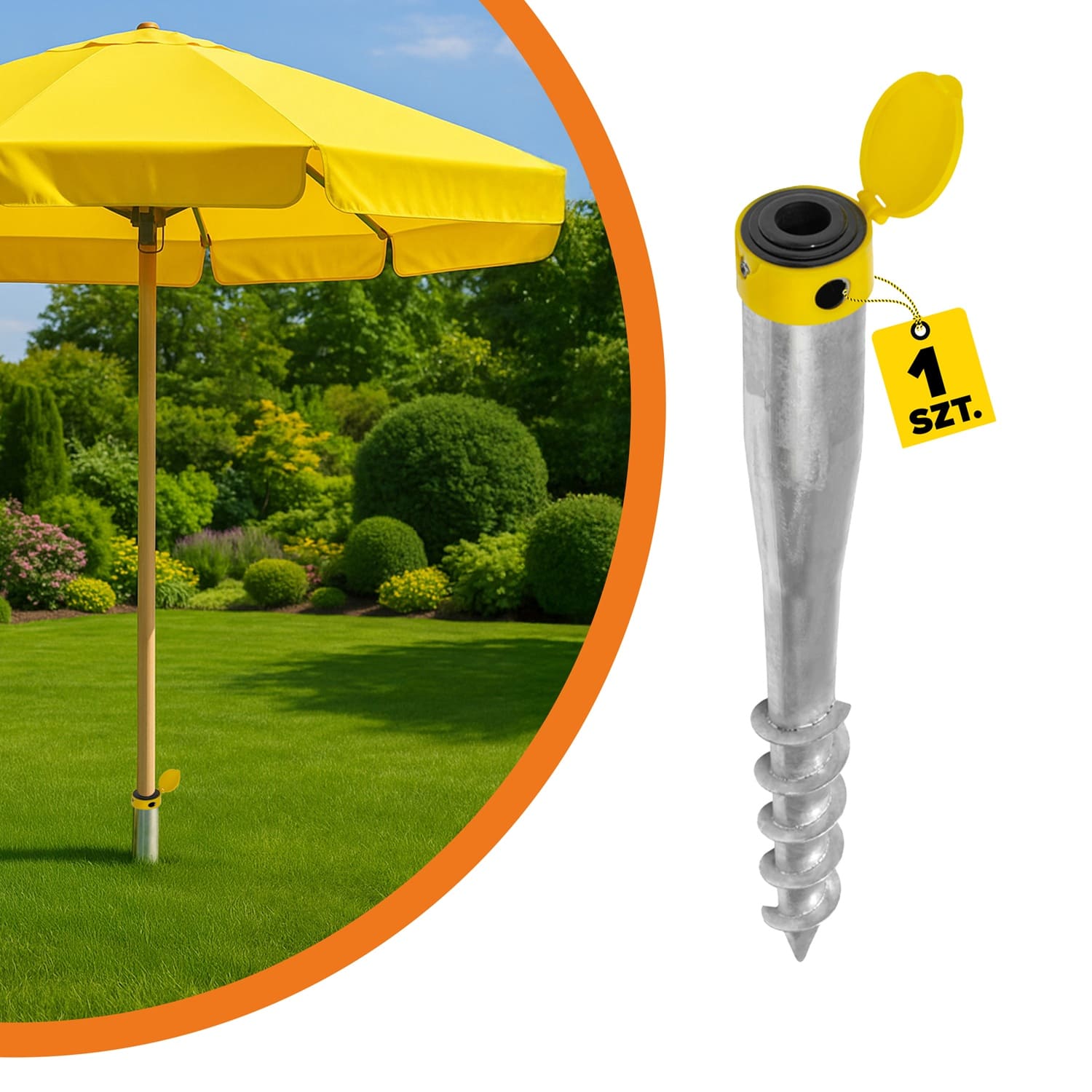 Podstawa wkręcana do ziemi do parasola suszarki - PWO | 60x550