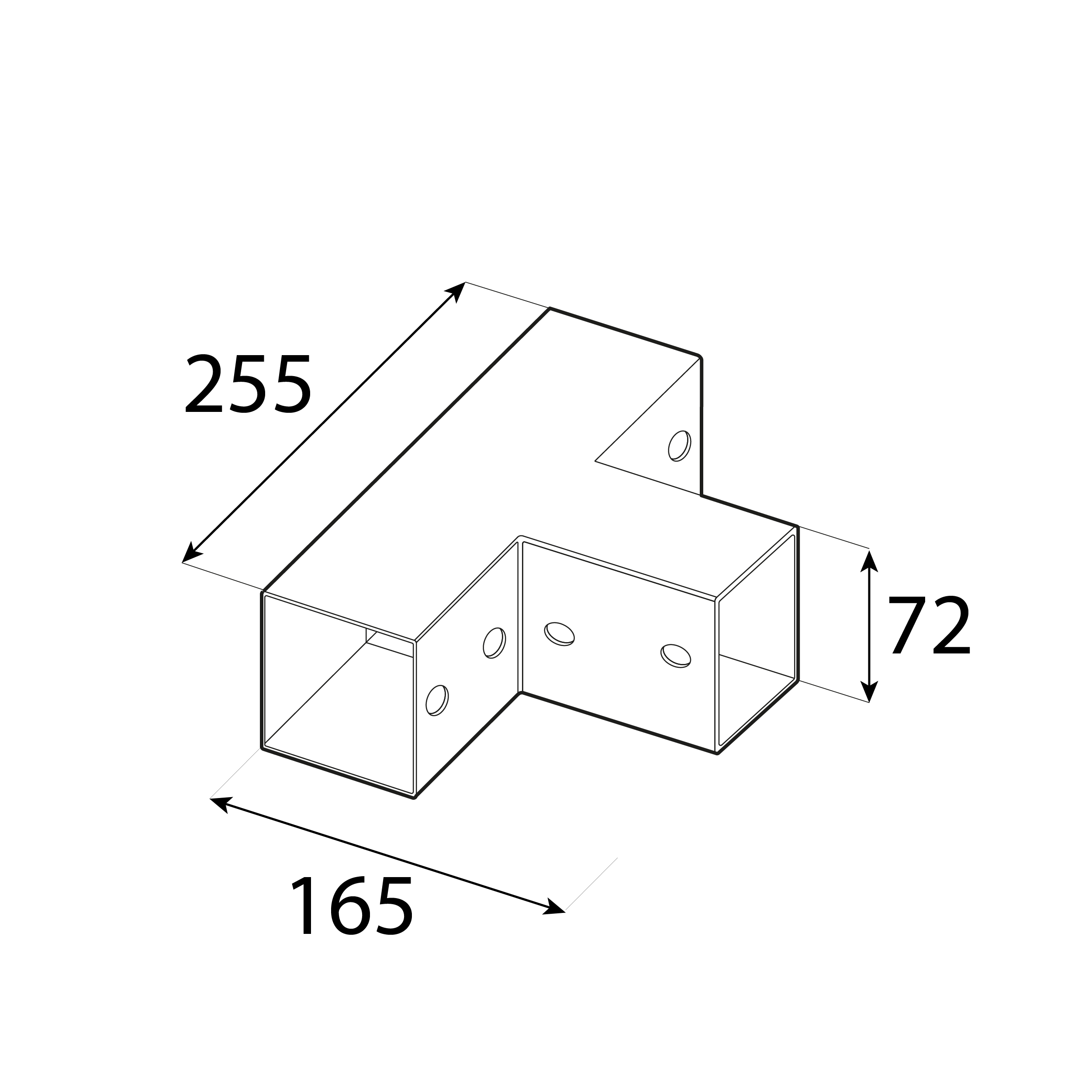 Łącznik belki kwadratowej do pergoli ciesielski - GPT 70 | 72x165x255 mm | czarny