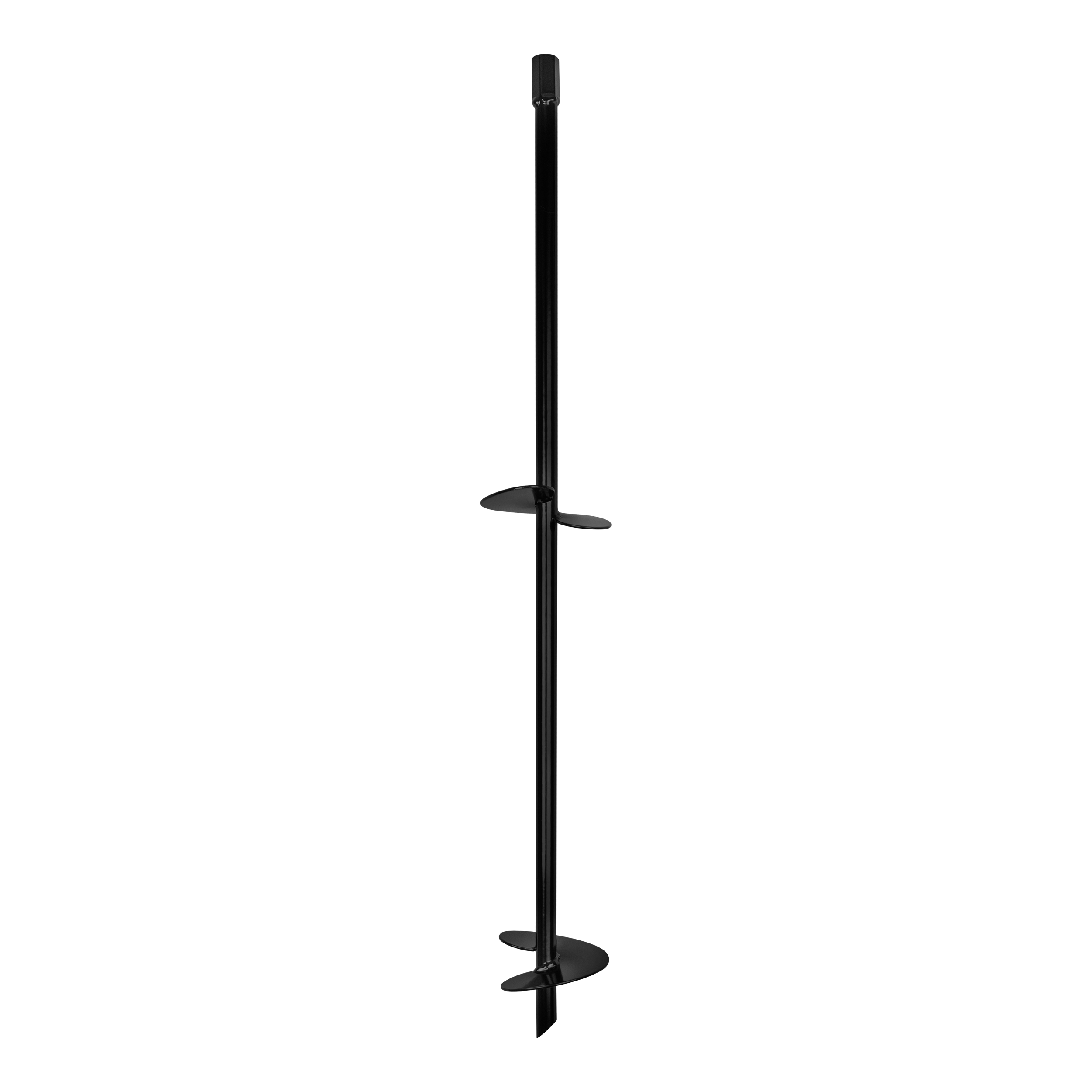 Einschraub Bodenanker mit Sechskantmutter Pfostenträger Stützen Erdanker pulverbeschichtet für Trampolin und Camping - PWT | 100x800 | M12 Basisanker mit Sechskantmutter im Boden verschraubt PWT, 100x800, M12, 2xM12, schwarz, Baustahl S235; DIN 6334, im Elementsatz.