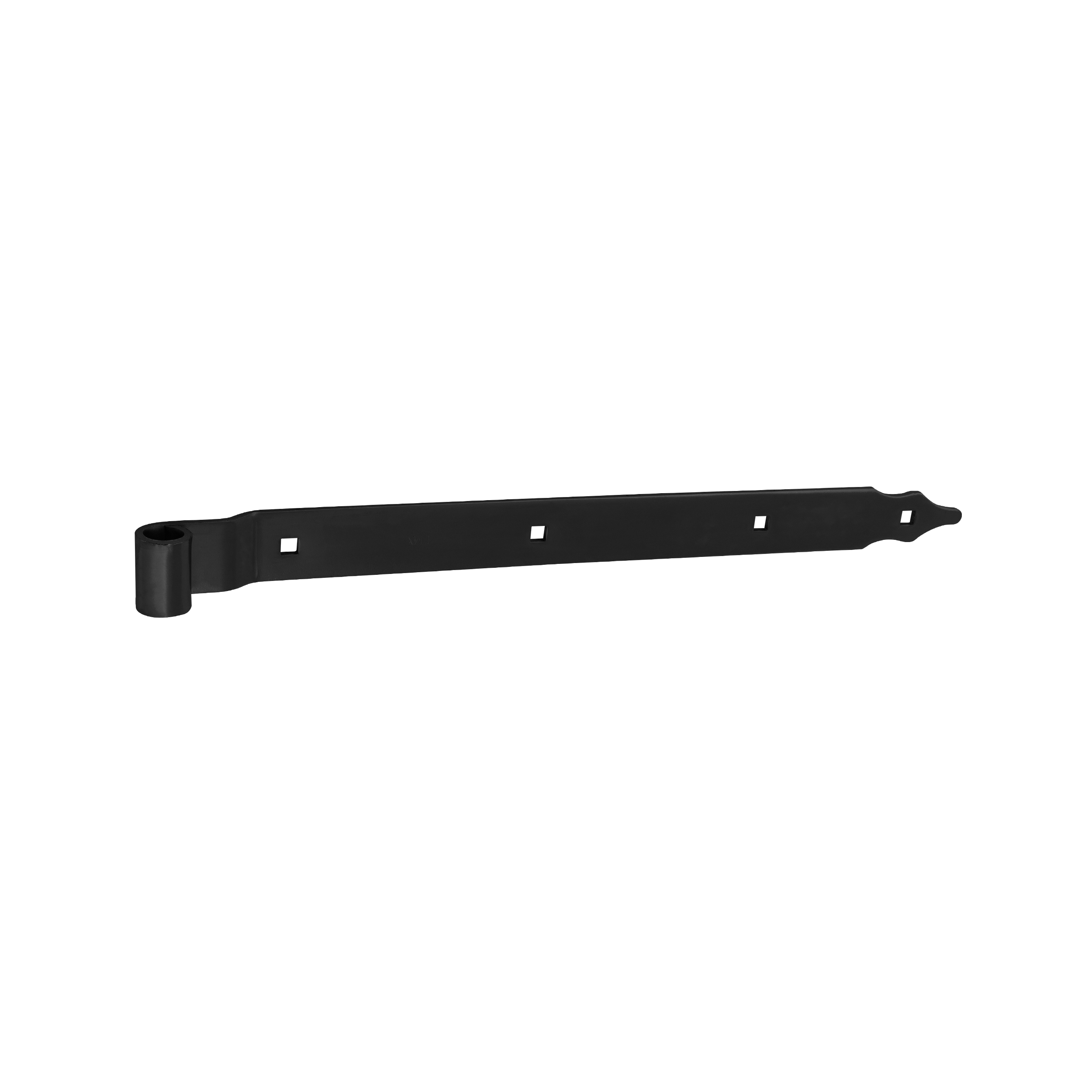 Gekröpftes Ladenband für Tore - ZPK | schwarz | 500 mm | fi 16 mm Versetztes Bandscharnier für ZPK-Tore, schwarz, 500 mm, Durchmesser 16 mm, 500 x 10 x 40 x 5,0 mm, S235-Baustahl.