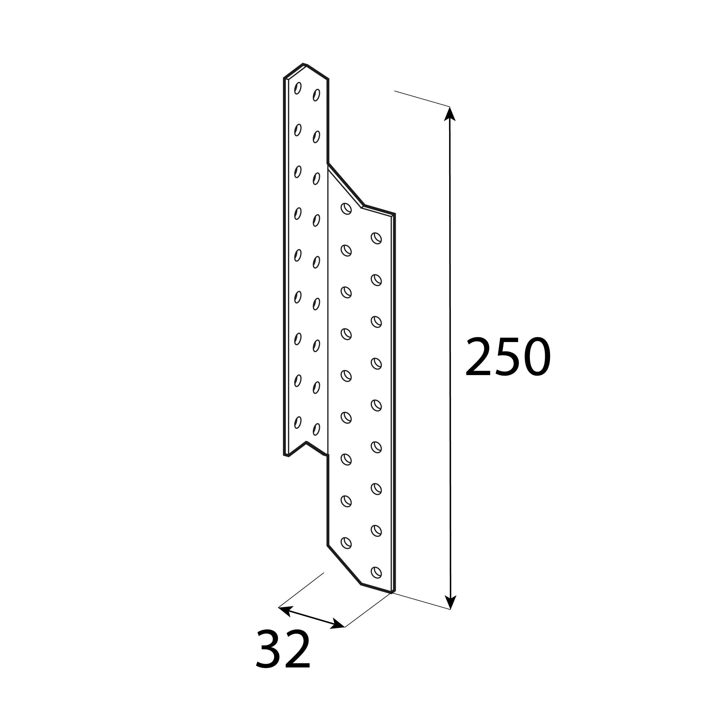Sparrenpfettenanker rechts Sparrenanker Dachverbinder Holzverbinder feuerverzinkt - LK 6 | 250x32 mm | 2 mm Sparrenverbinder rechts LK 6, 250x32 mm, 2 mm, silber, DX51D Baustahl.