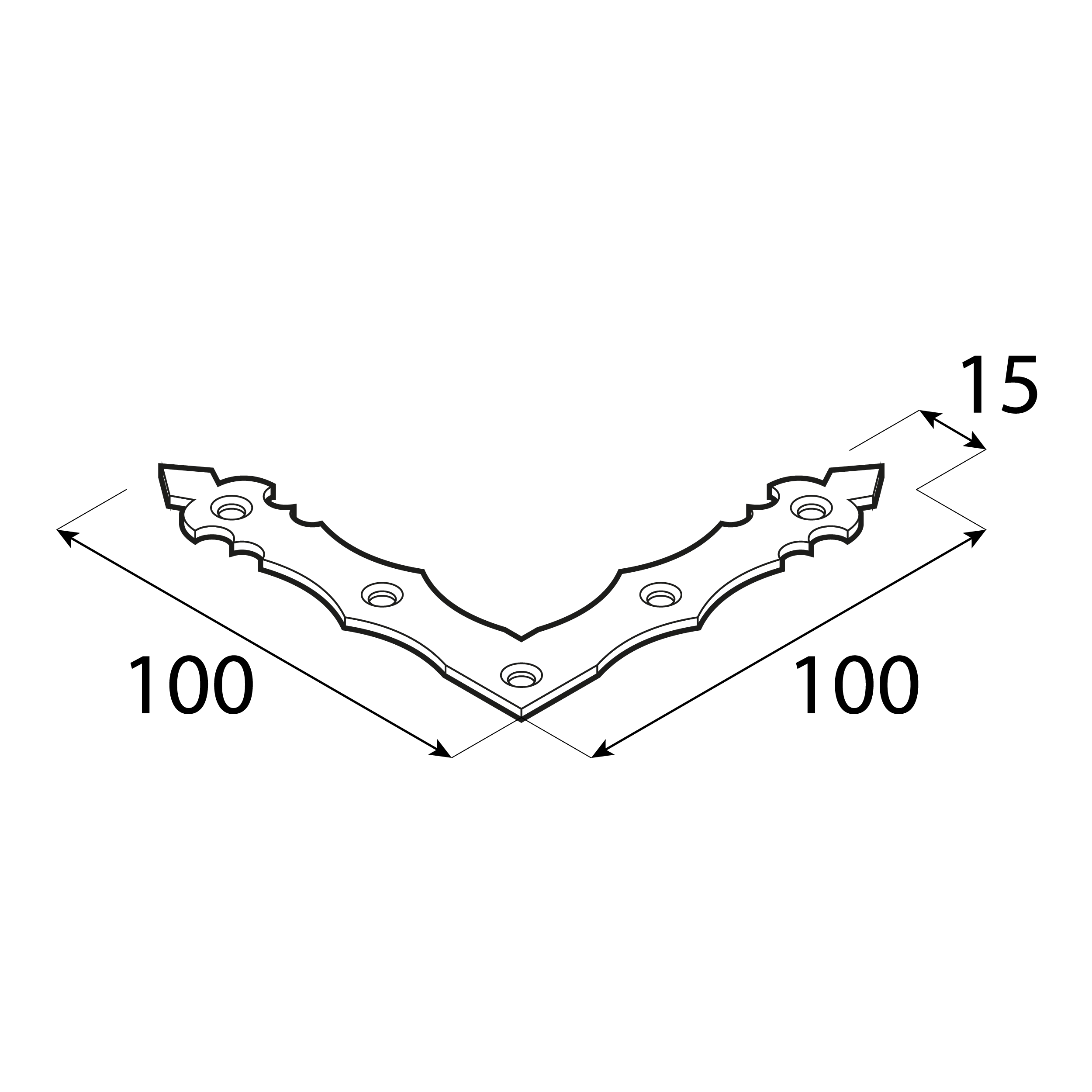 Narożnik okienny montażowy ozdobny - NAD 8 | 100x15 mm | 2 mm | Czarny Narożnik okienny montażowy ozdobny - NAD 8 | 100x15 mm | 2 mm | Czarny