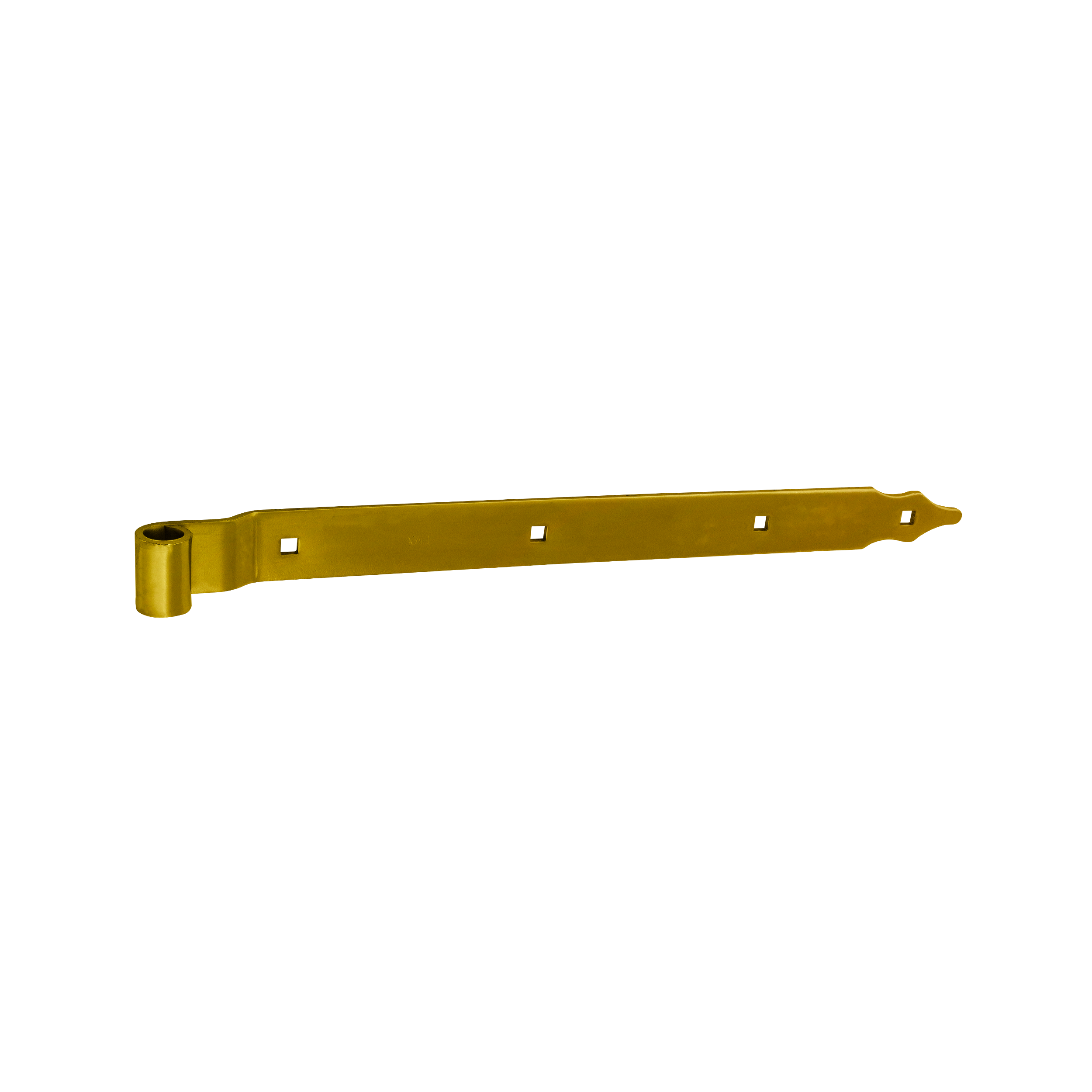Gekröpftes Ladenband für Tore - ZPK | verzinkt | 500 mm | fi 16 mm Versetztes Bandscharnier für ZPK-Tore, Gold, 500 mm, Durchmesser 16 mm, 500 x 10 x 40 x 5,0 mm, S235-Baustahl.
