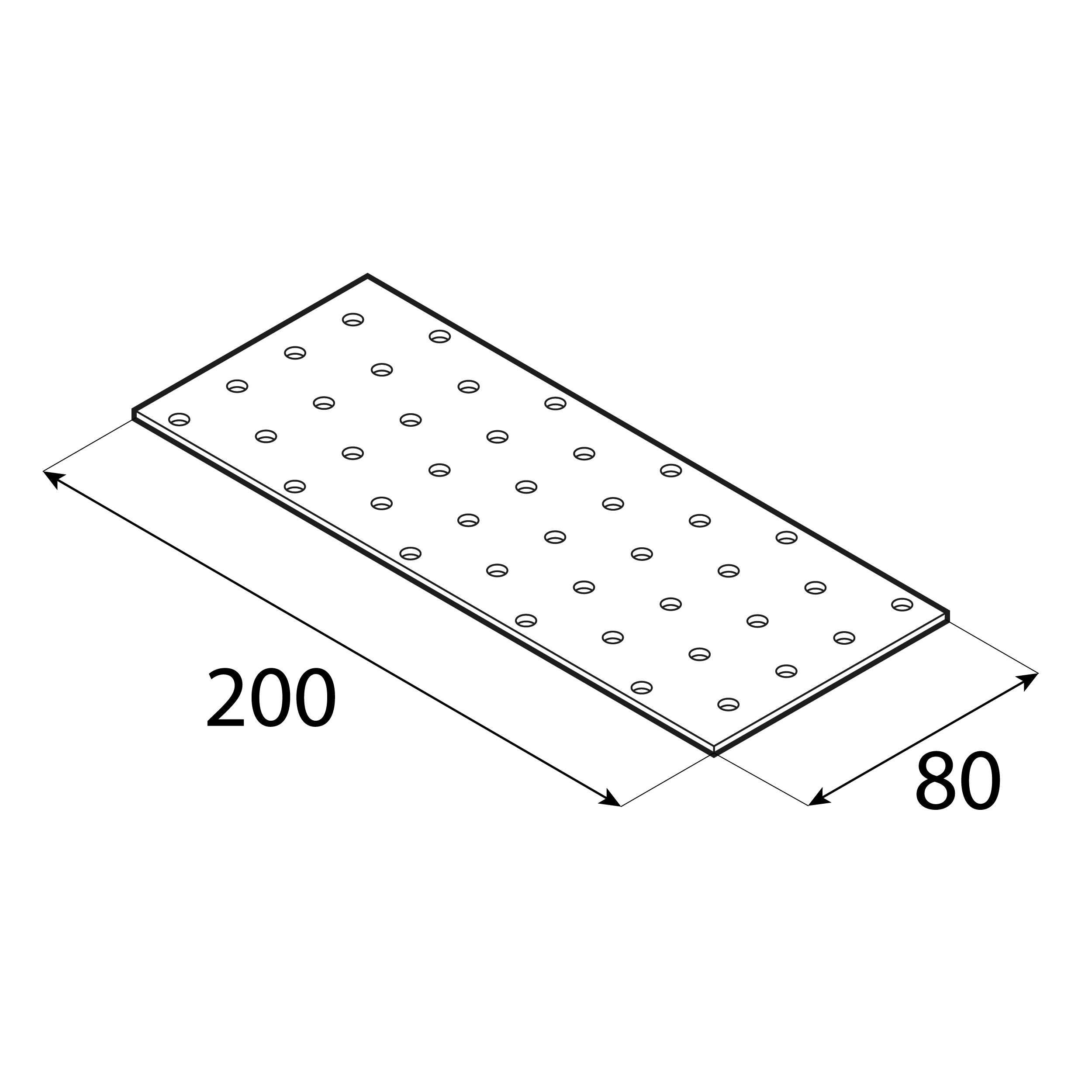 Lochplatte Lochplattenstreifen Flachverbinder Holzverbinder feuerverzinkt - PP 9 | 200x80 mm | 2 mm Lochblech-Flachstange PP 9, 200x80 mm, 2 mm, 80x200x2,0 mm, DX51D-Baustahl, silber, Schuss 2.
