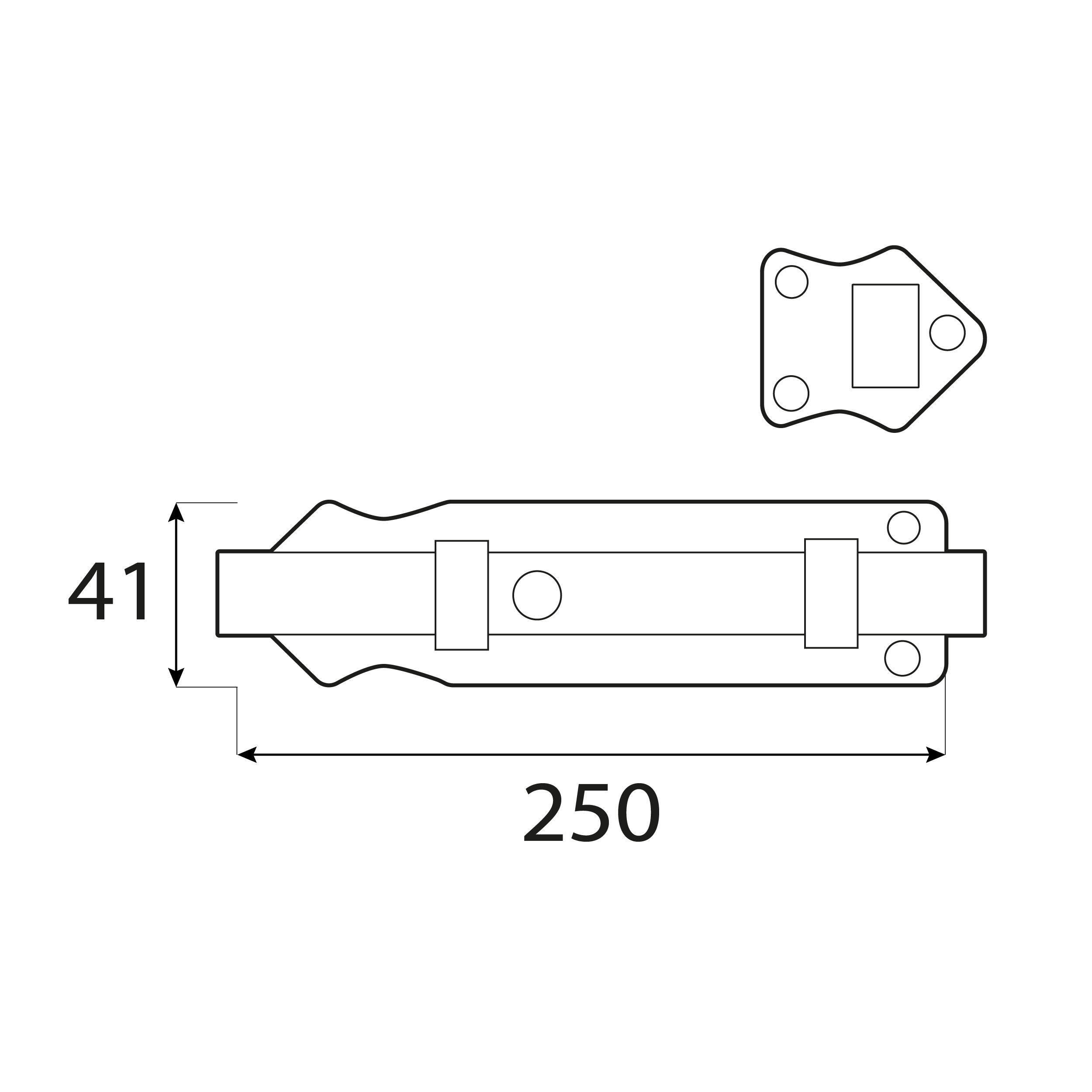 Schlossriegel mit geradem Riegel für Gartentore - WPS | schwarz | 41 mm Fallenschloss mit geradem Riegel für WPS-Tore, schwarz, 250 mm, 250 x 41 mm, DC01-Baustahl.