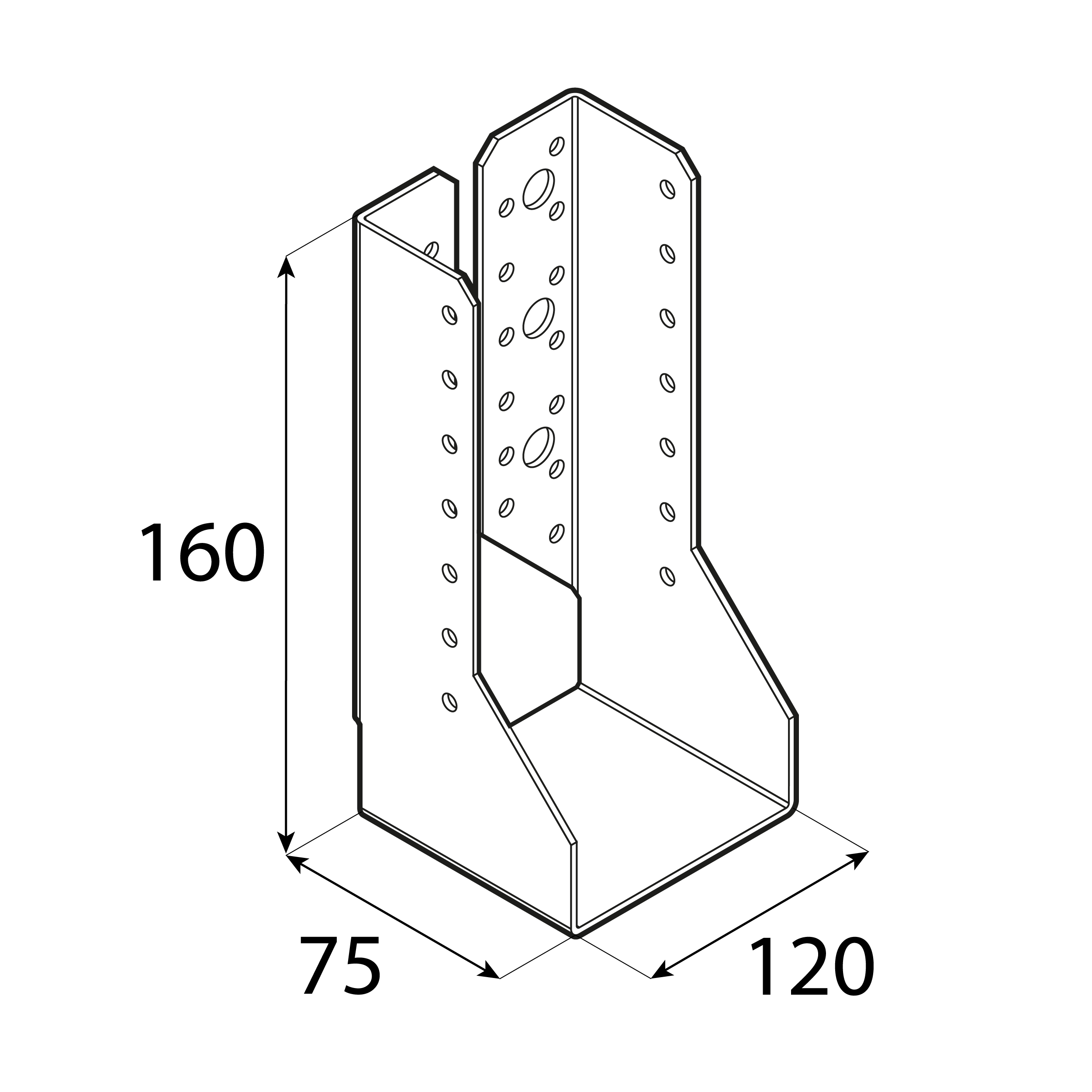 Wieszak belki uchwyt belki drewnianej zagięty - WBZ 35 | 120x160x75 mm | Srebrny Wieszak belki uchwyt belki drewnianej zagięty - WBZ 35 | 120x160x75 mm | Srebrny
